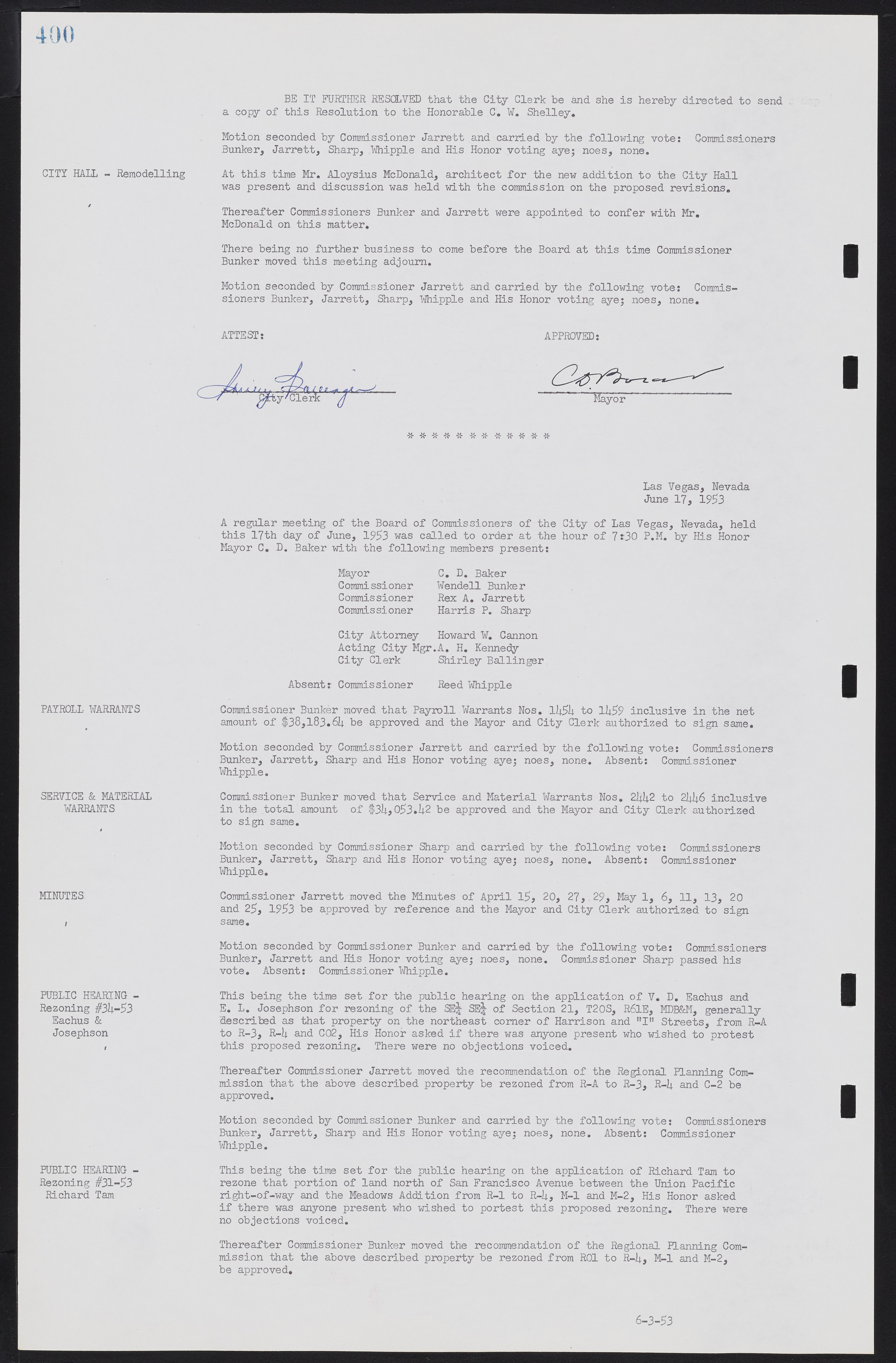 Las Vegas City Commission Minutes, May 26, 1952 to February 17, 1954, lvc000008-428