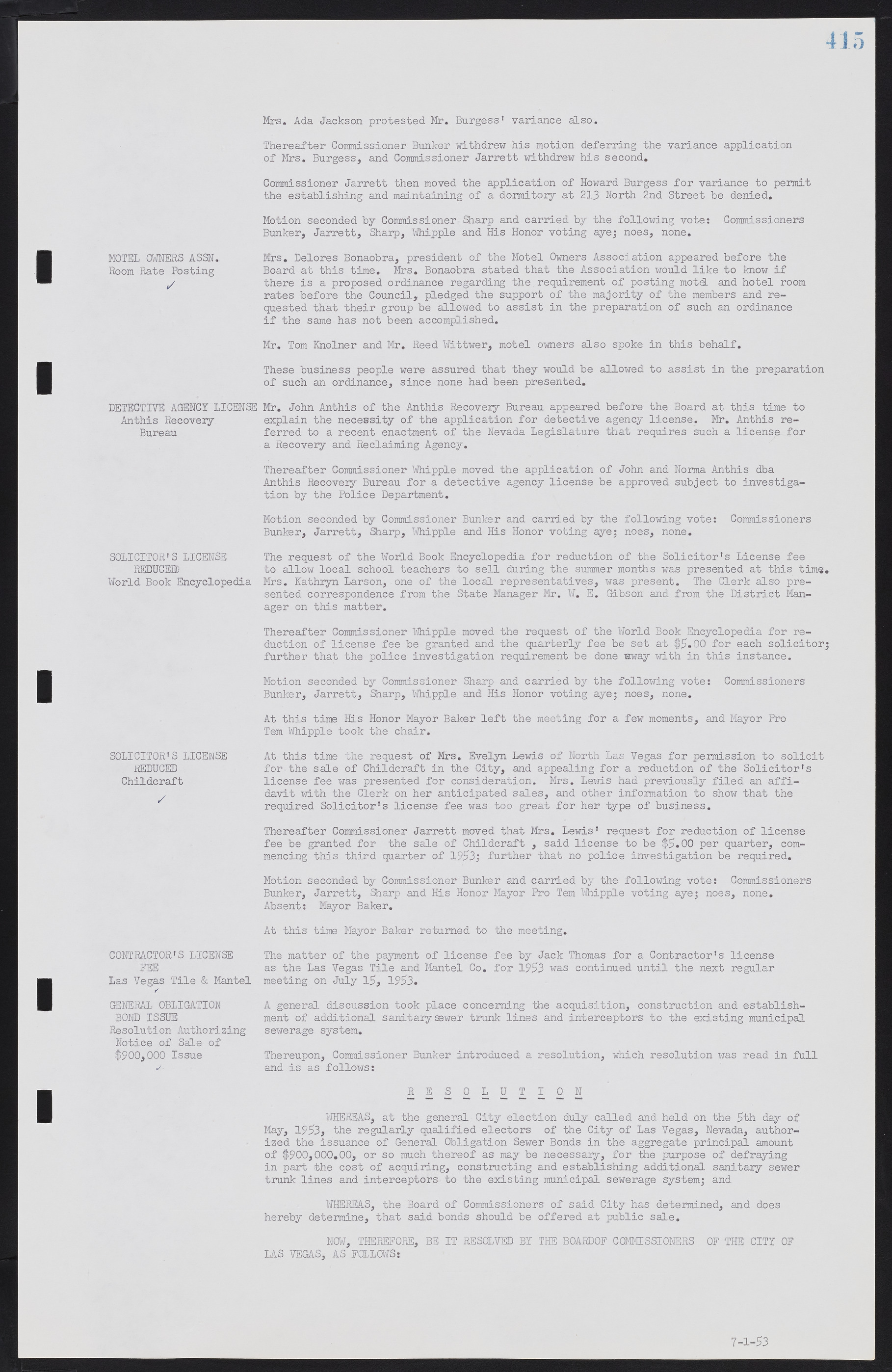 Las Vegas City Commission Minutes, May 26, 1952 to February 17, 1954, lvc000008-445