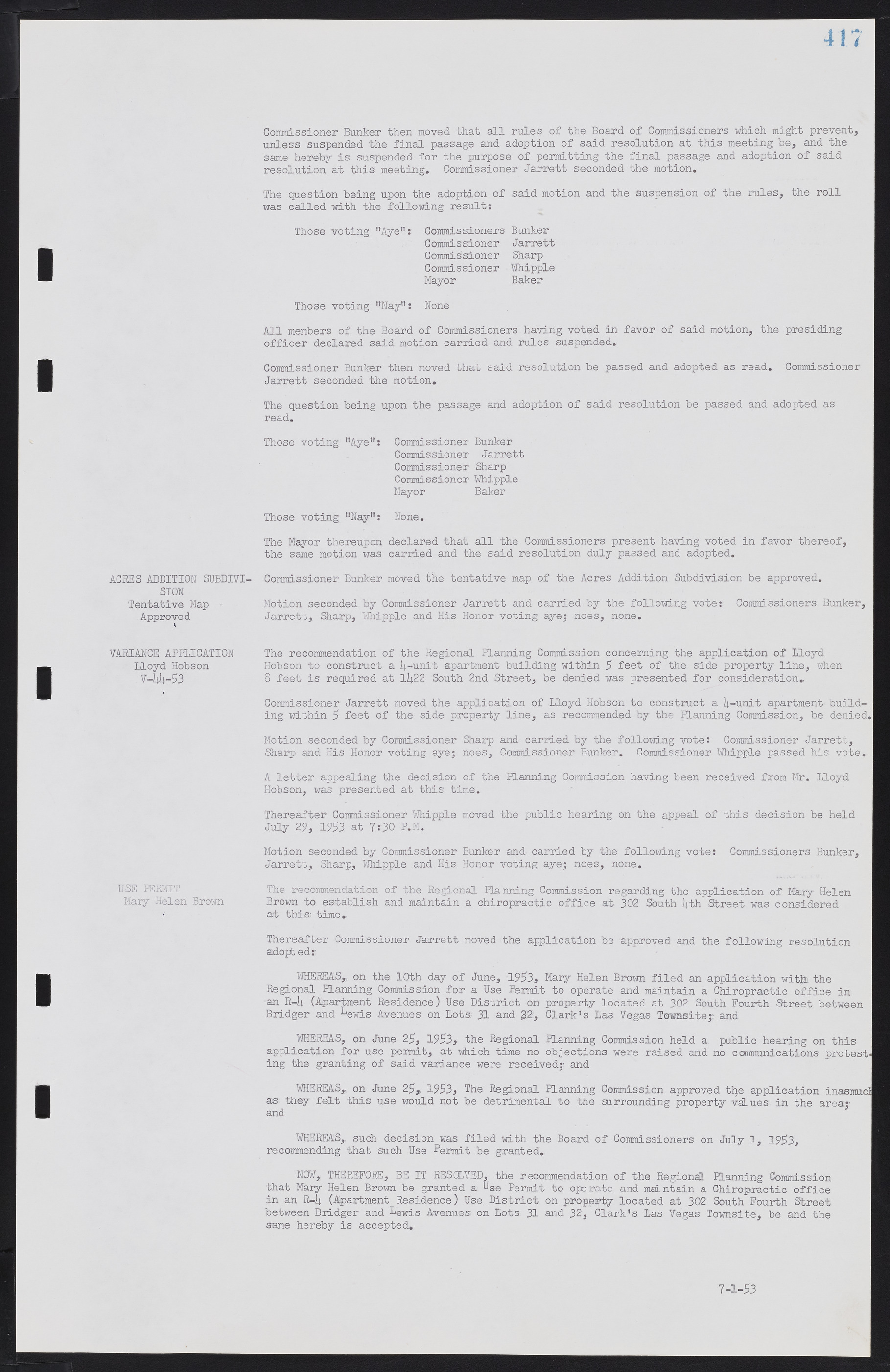 Las Vegas City Commission Minutes, May 26, 1952 to February 17, 1954, lvc000008-447