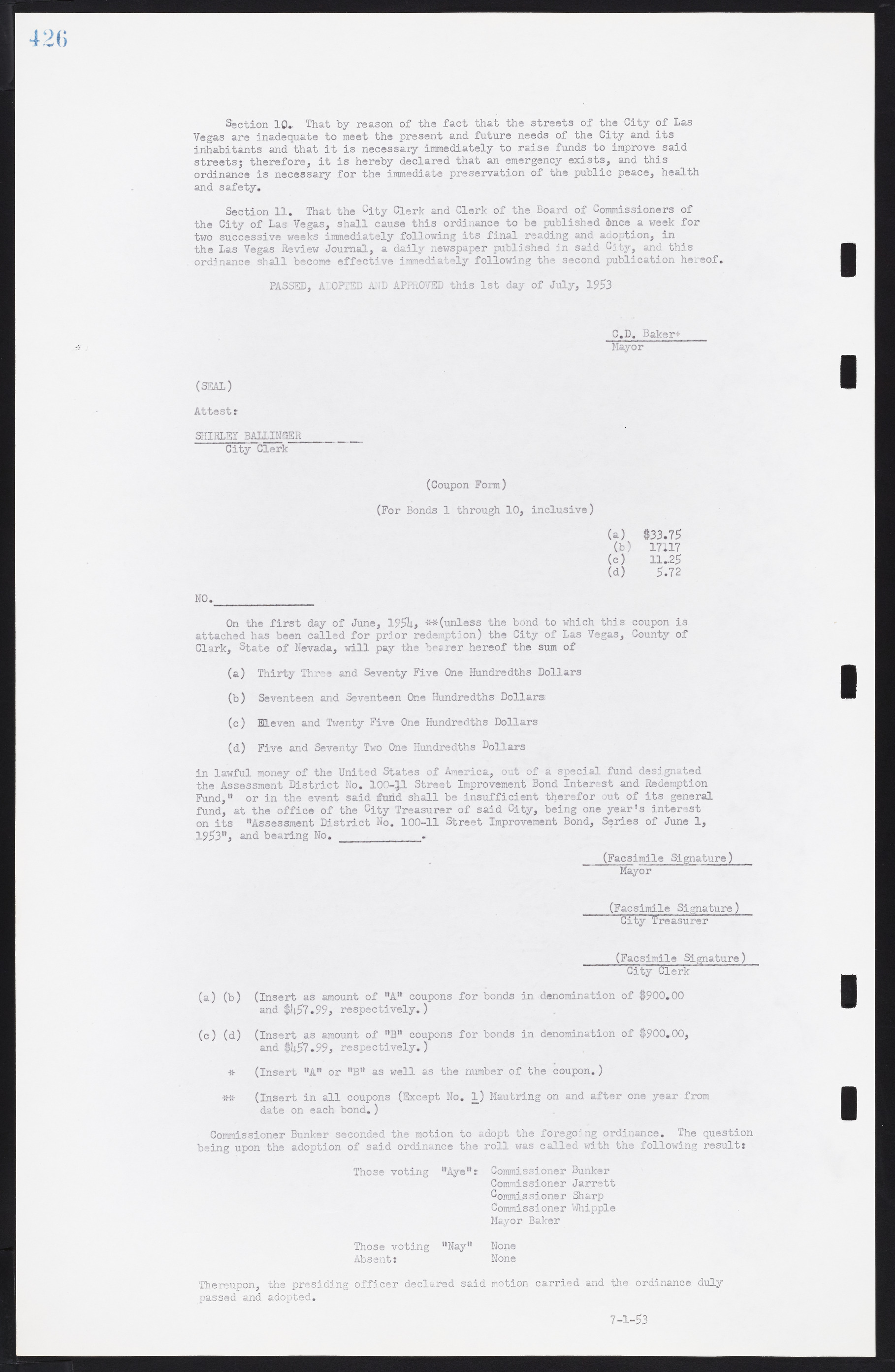 Las Vegas City Commission Minutes, May 26, 1952 to February 17, 1954, lvc000008-456