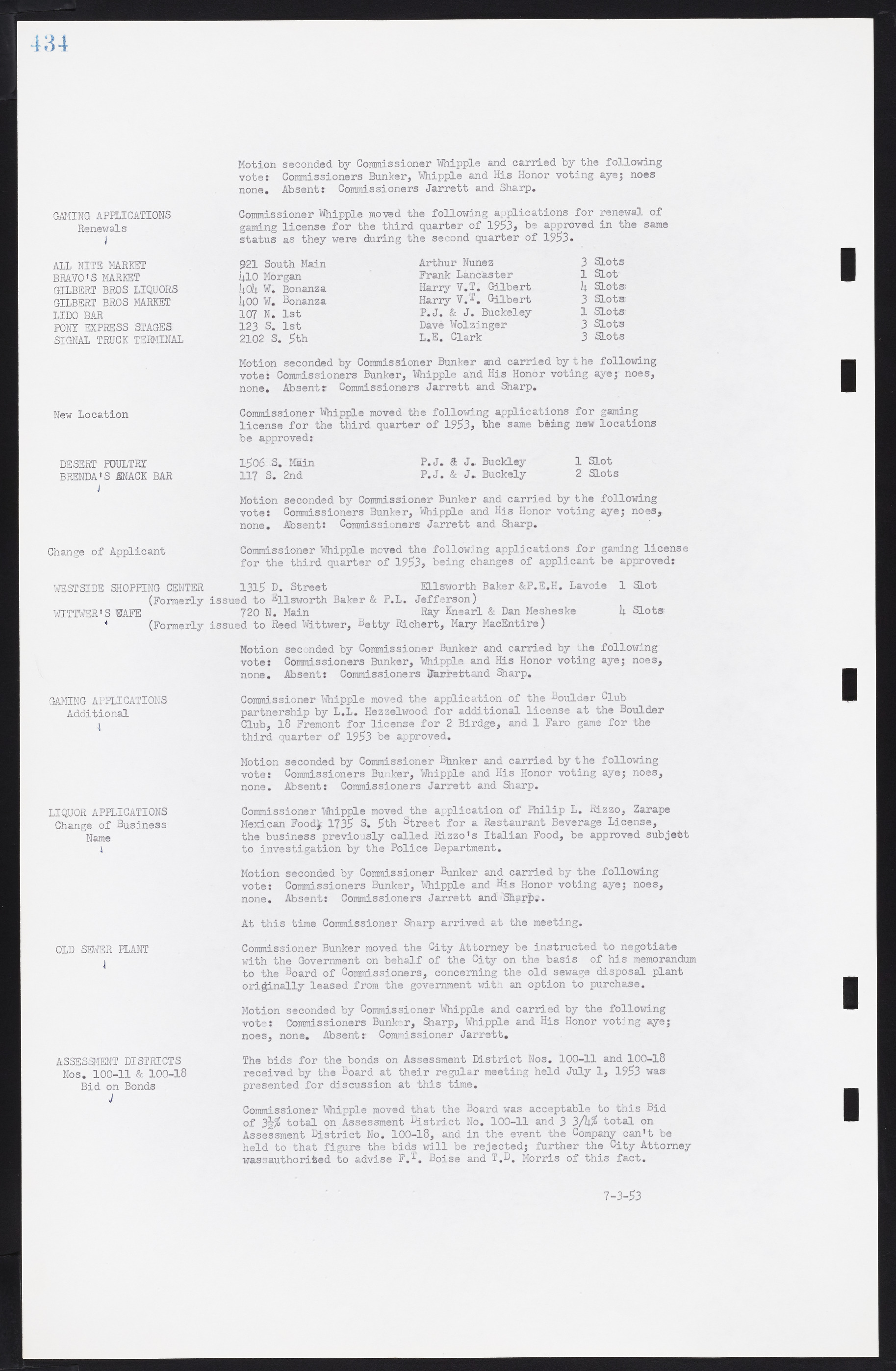 Las Vegas City Commission Minutes, May 26, 1952 to February 17, 1954, lvc000008-464