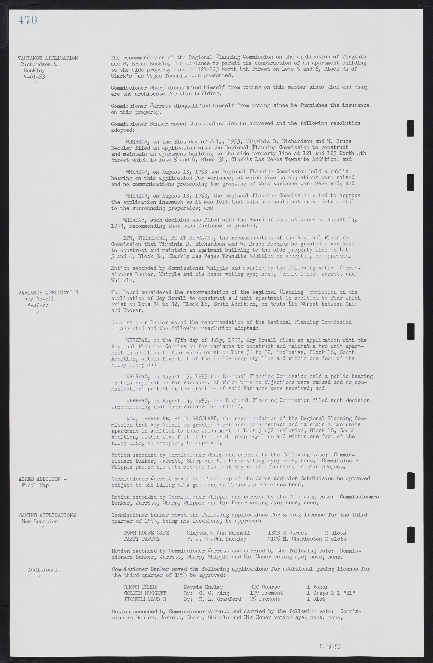 Las Vegas City Commission Minutes, May 26, 1952 to February 17, 1954, lvc000008-500