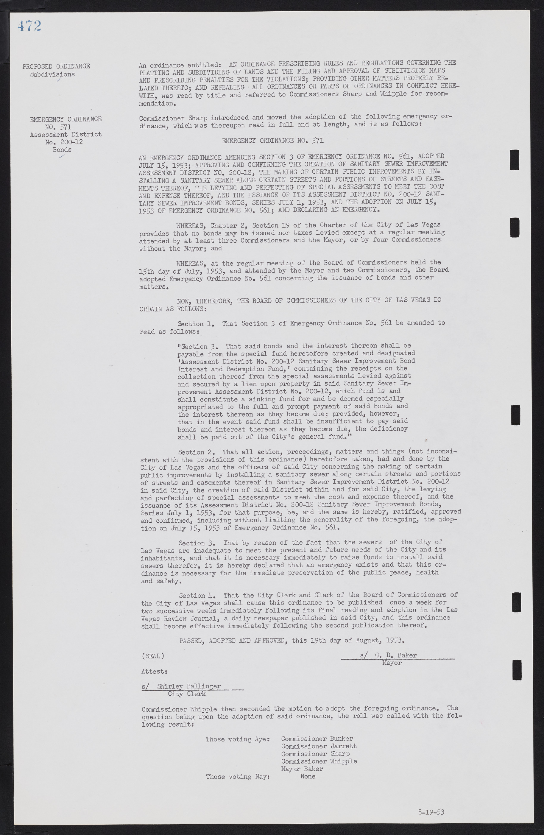 Las Vegas City Commission Minutes, May 26, 1952 to February 17, 1954, lvc000008-502