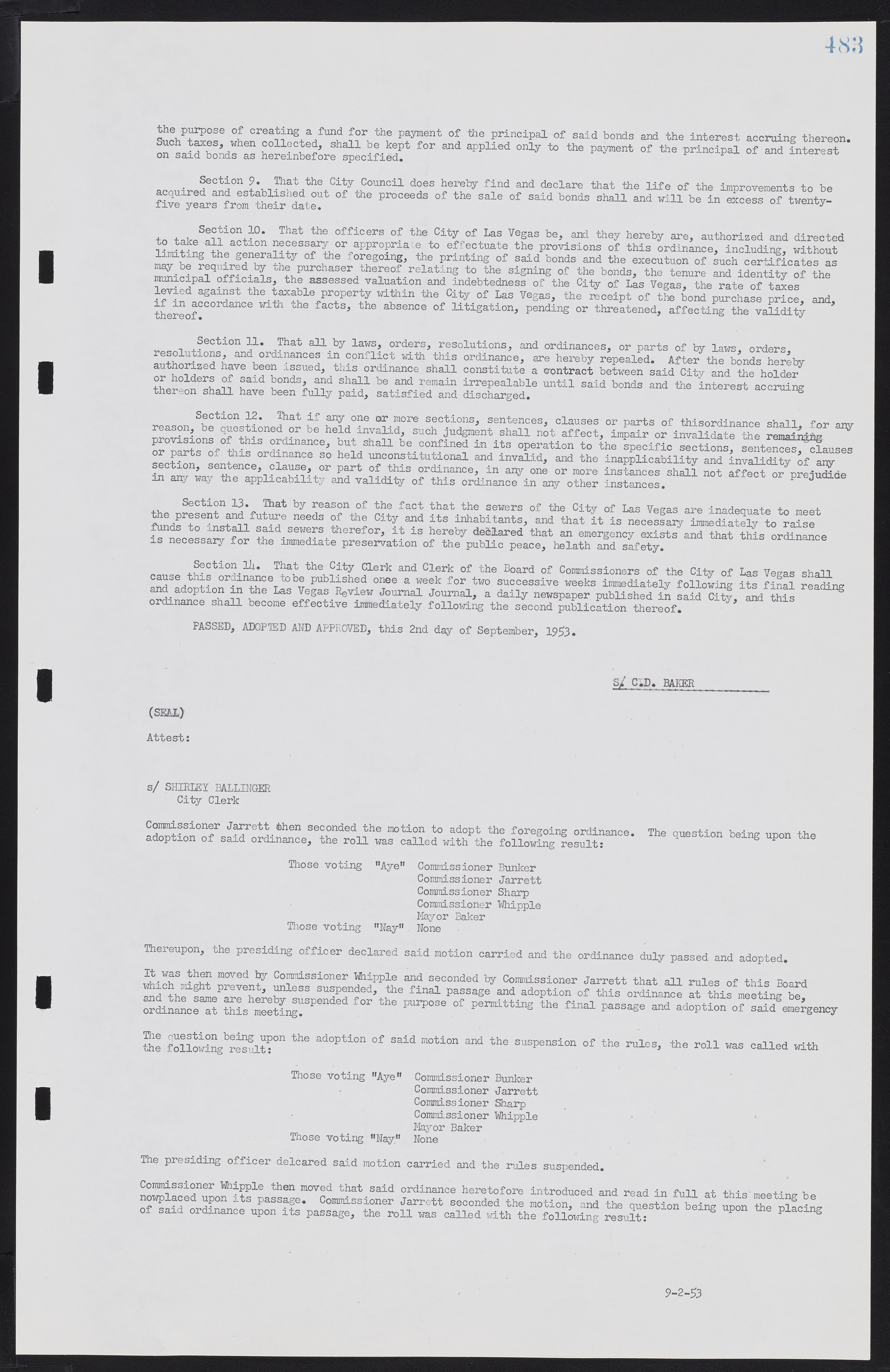 Las Vegas City Commission Minutes, May 26, 1952 to February 17, 1954, lvc000008-513