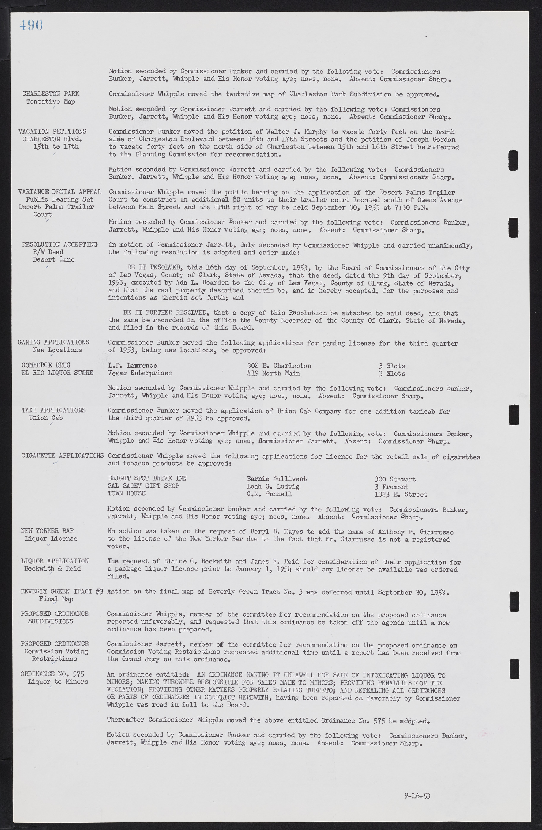 Las Vegas City Commission Minutes, May 26, 1952 to February 17, 1954, lvc000008-520