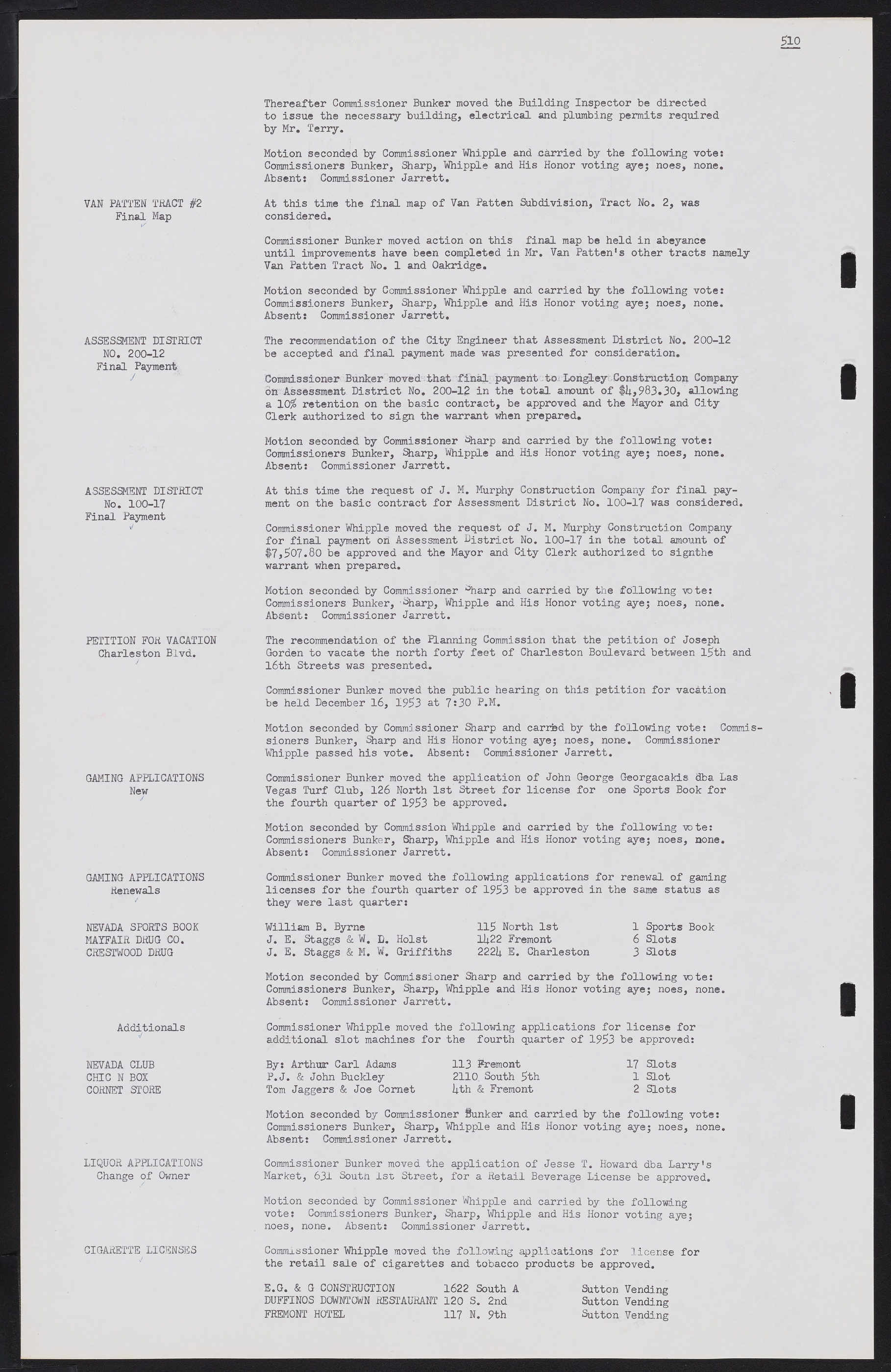 Las Vegas City Commission Minutes, May 26, 1952 to February 17, 1954, lvc000008-540