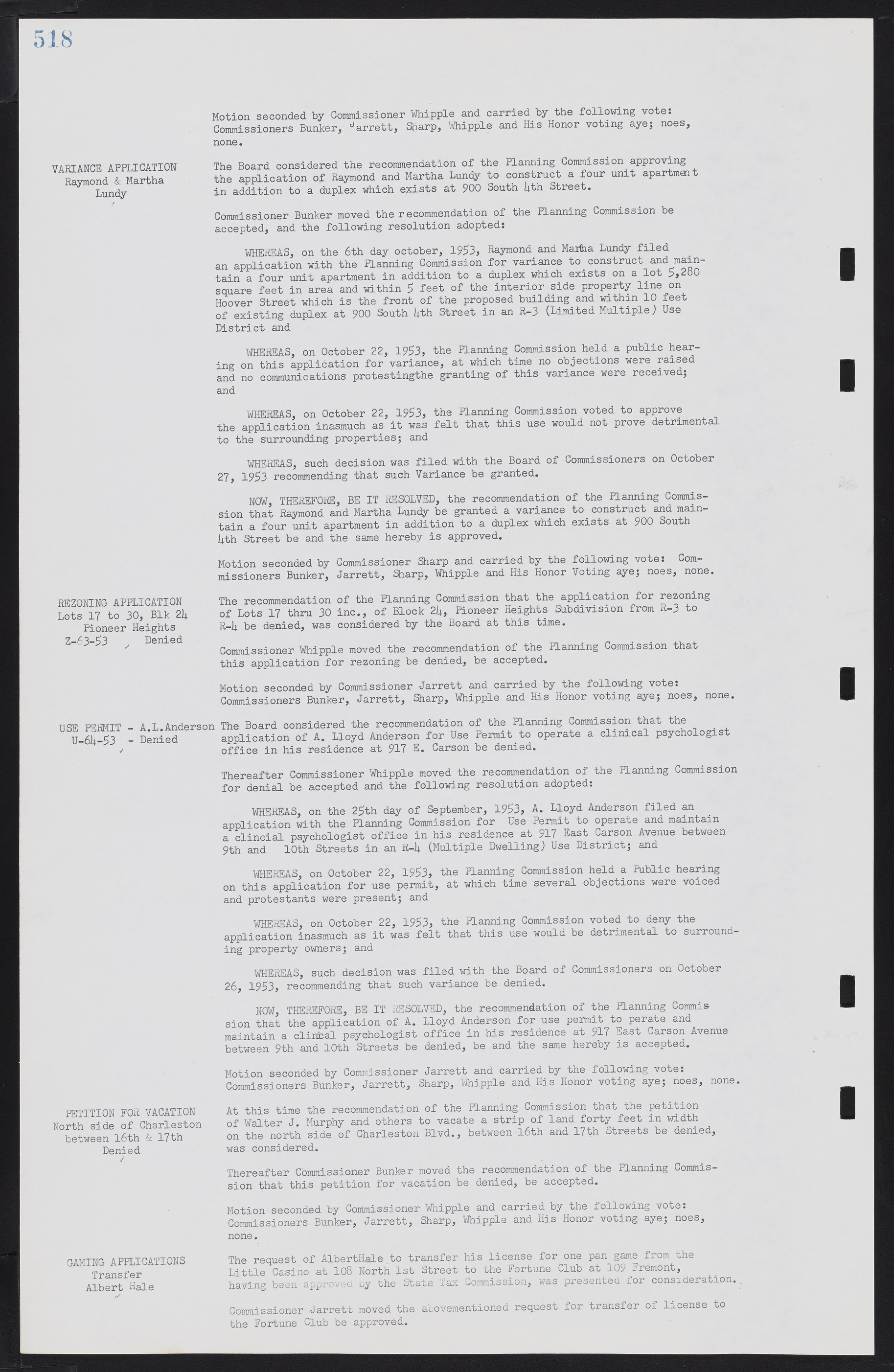 Las Vegas City Commission Minutes, May 26, 1952 to February 17, 1954, lvc000008-548