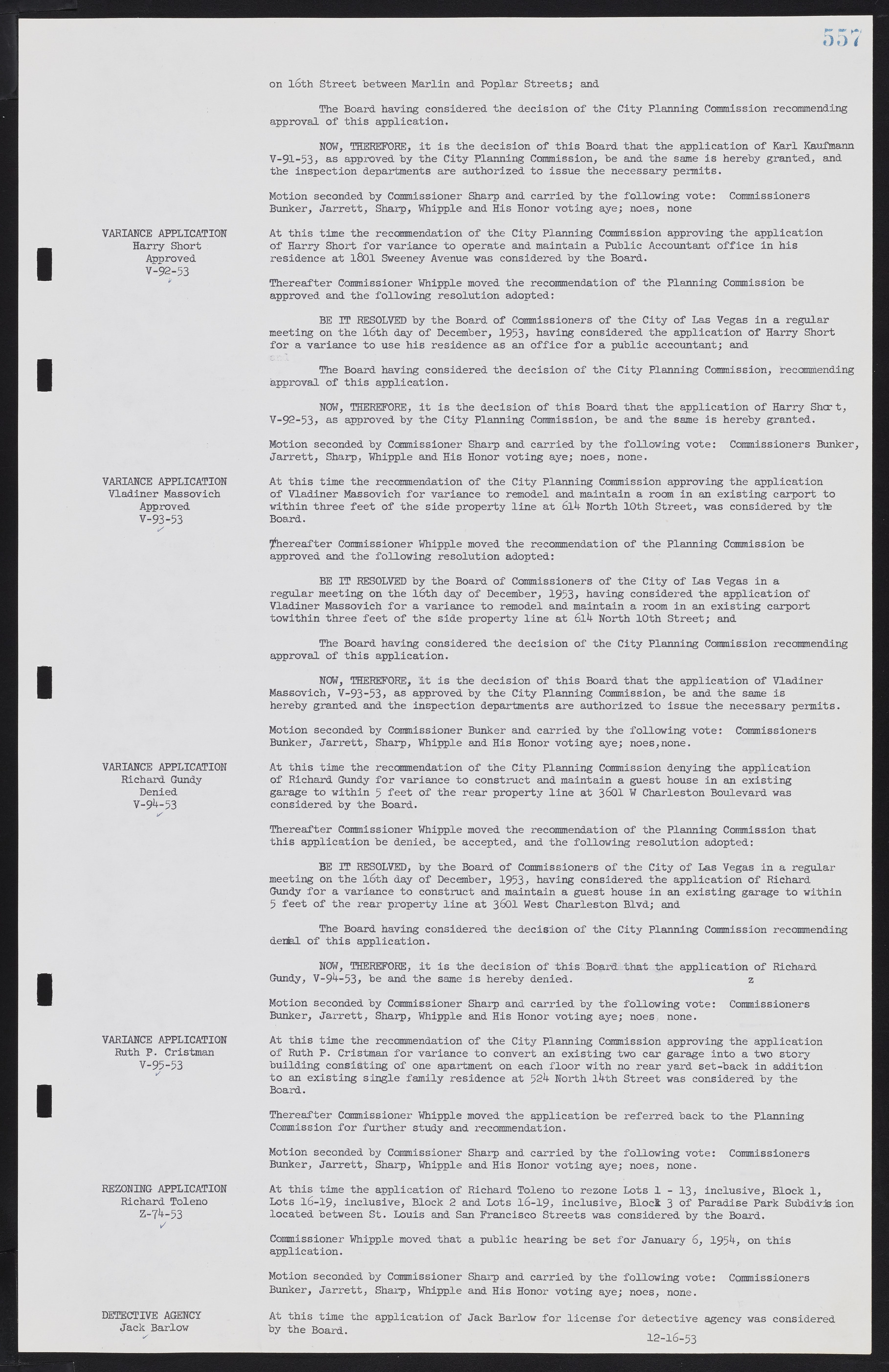 Las Vegas City Commission Minutes, May 26, 1952 to February 17, 1954, lvc000008-587