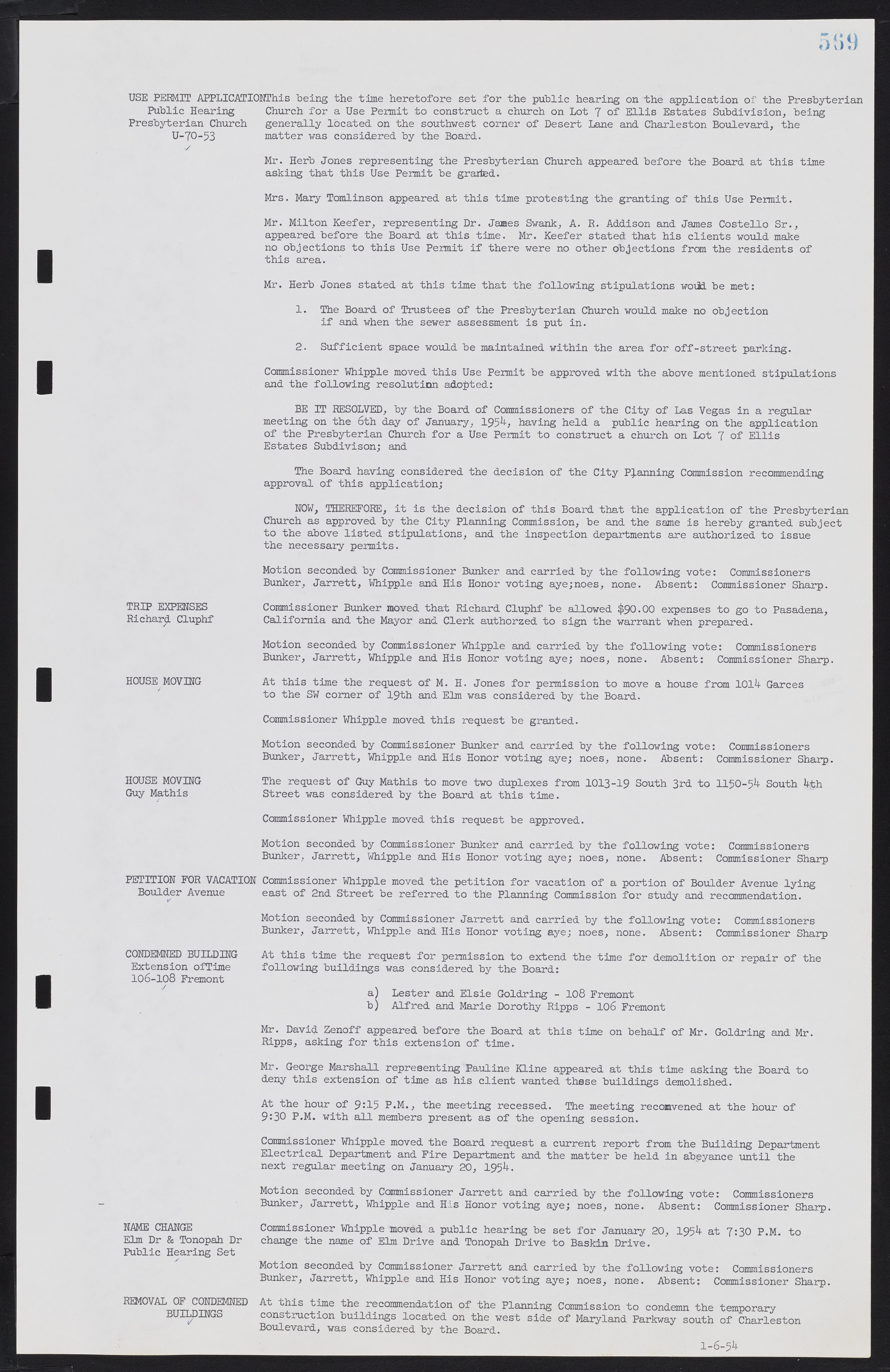 Las Vegas City Commission Minutes, May 26, 1952 to February 17, 1954, lvc000008-599