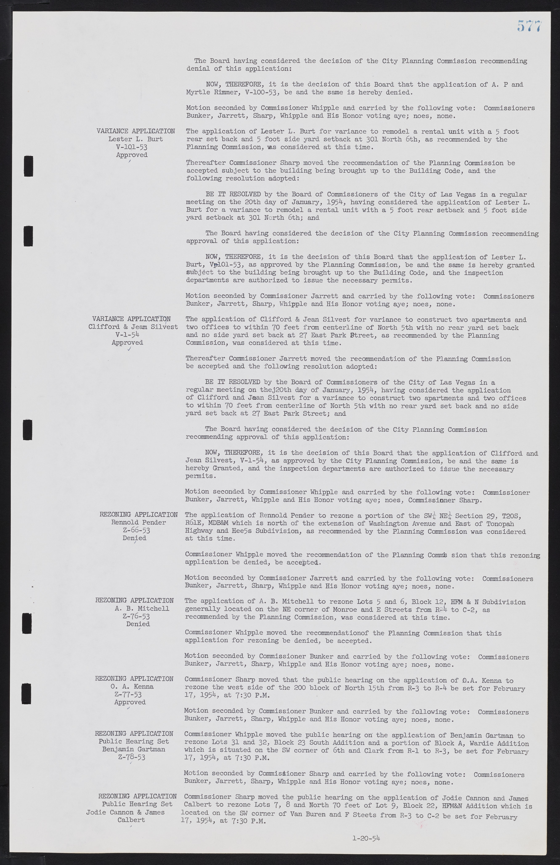 Las Vegas City Commission Minutes, May 26, 1952 to February 17, 1954, lvc000008-607