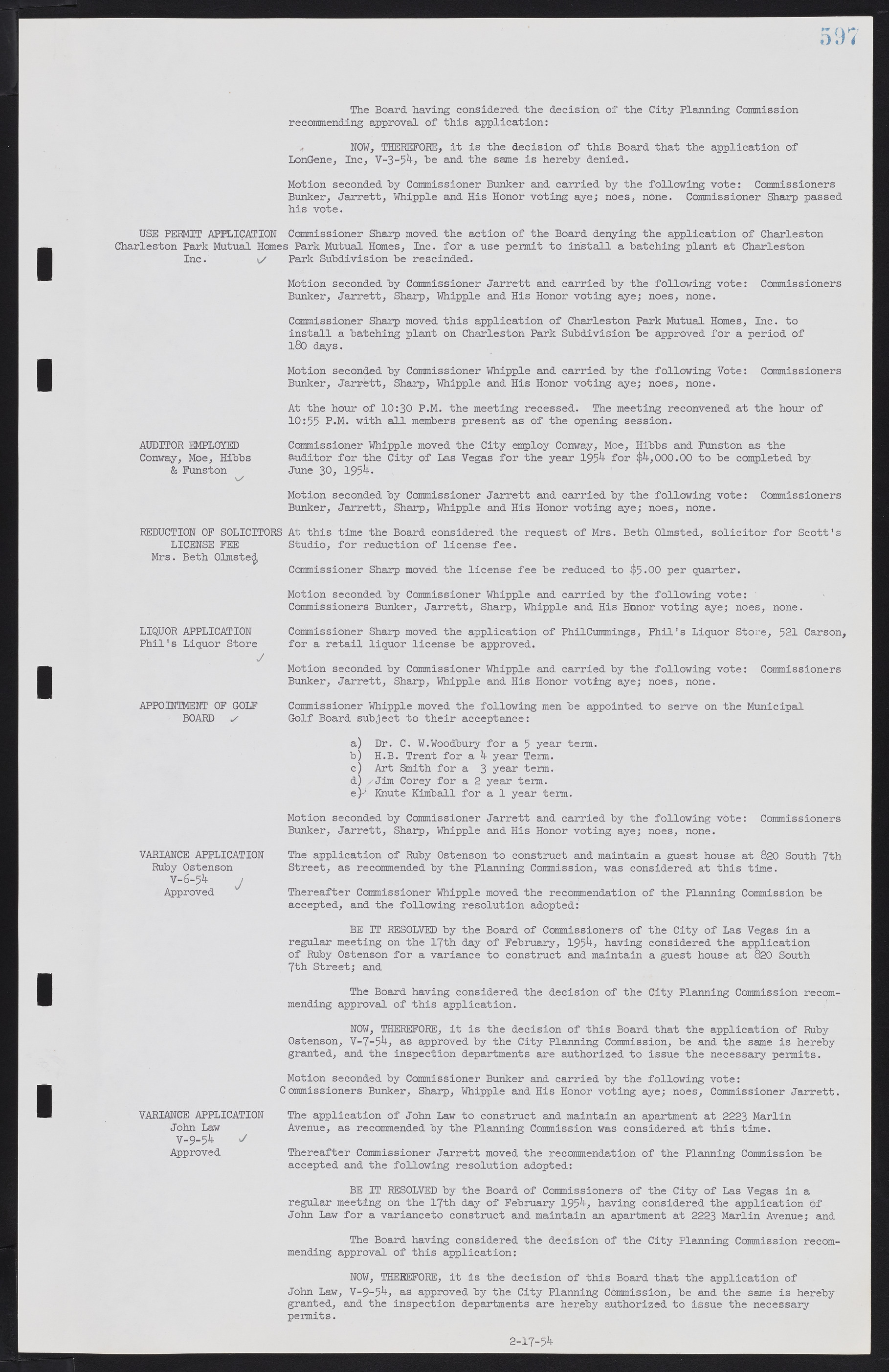 Las Vegas City Commission Minutes, May 26, 1952 to February 17, 1954, lvc000008-627