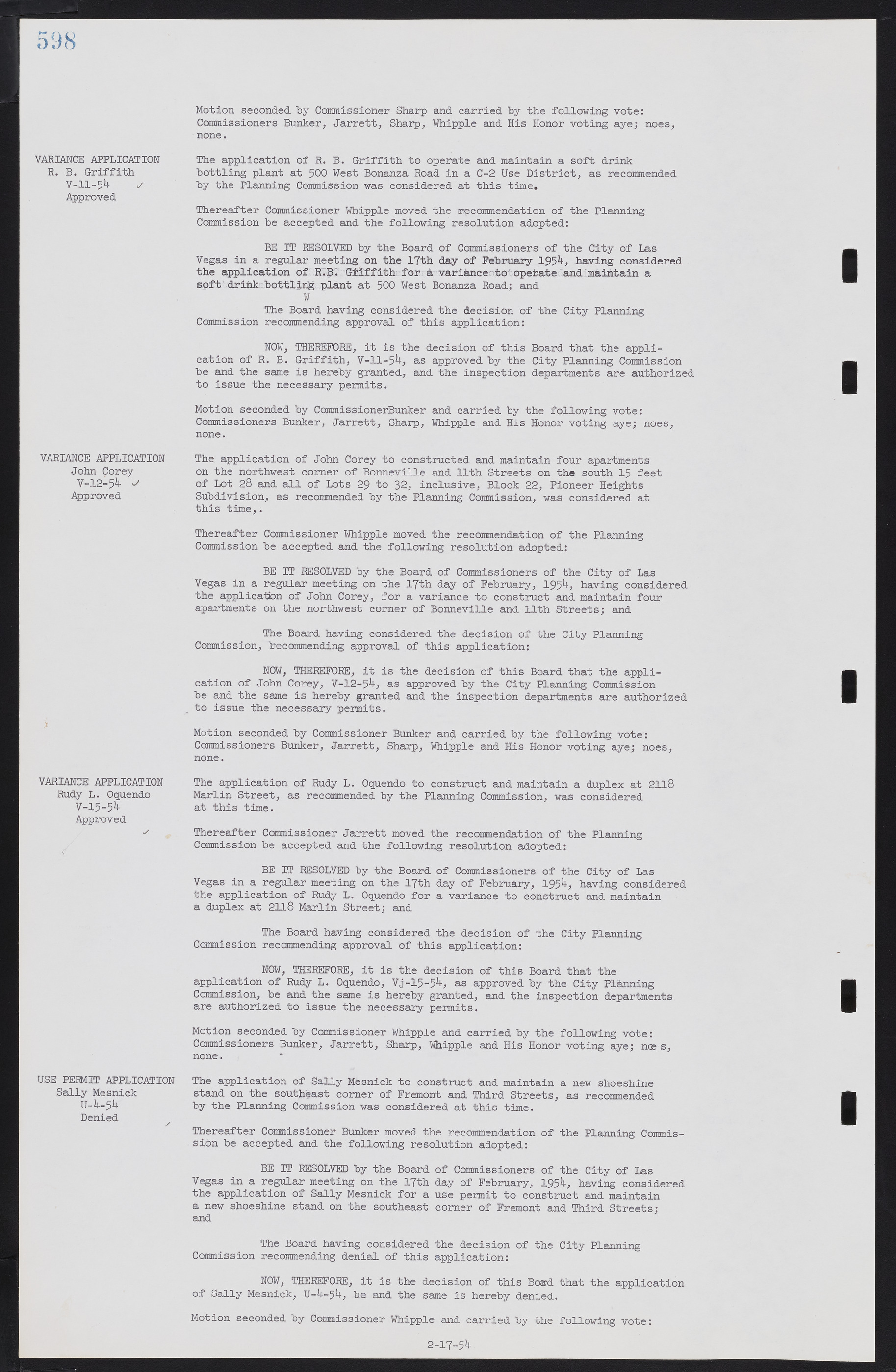 Las Vegas City Commission Minutes, May 26, 1952 to February 17, 1954, lvc000008-628