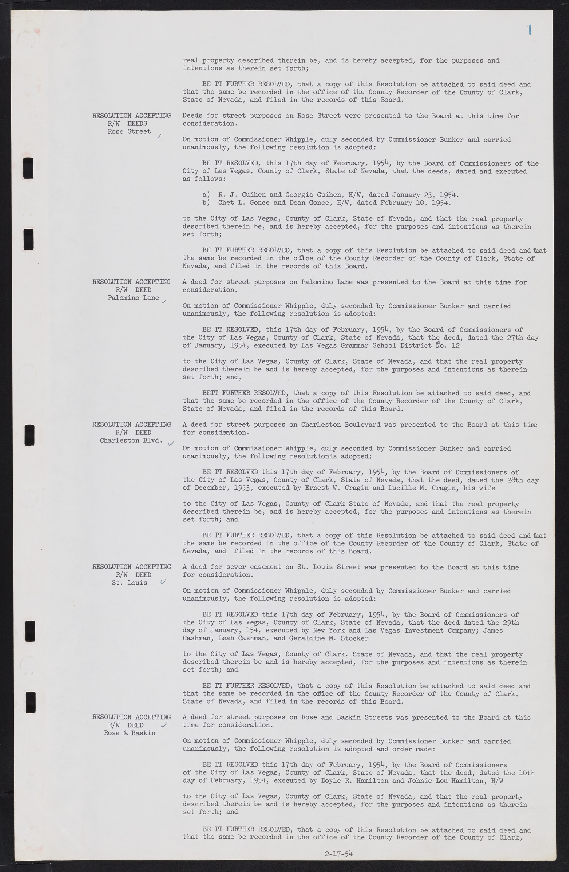 Las Vegas City Commission Minutes, February 17, 1954 to September 21, 1955, lvc000009-5