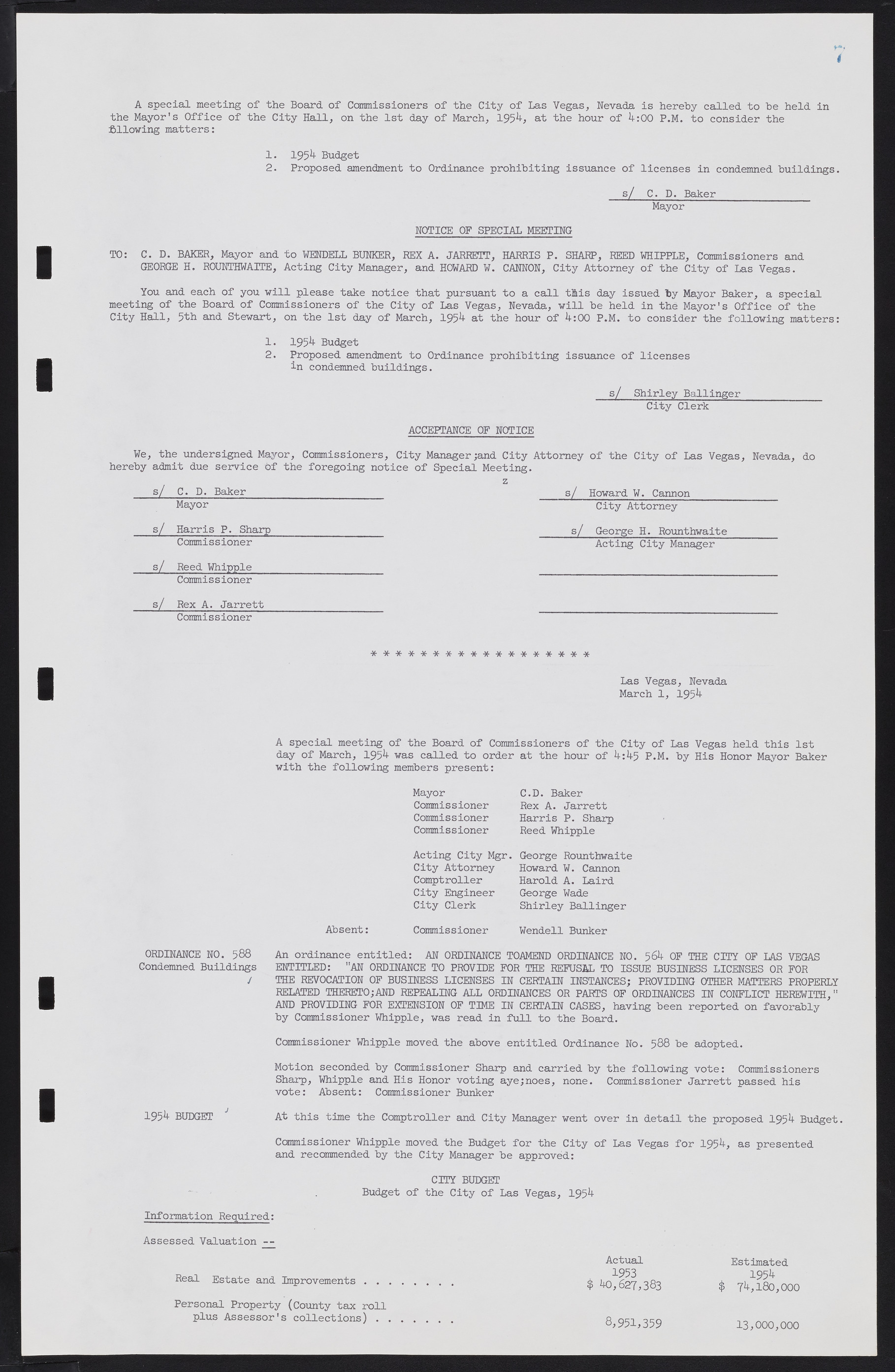 Las Vegas City Commission Minutes, February 17, 1954 to September 21, 1955, lvc000009-11