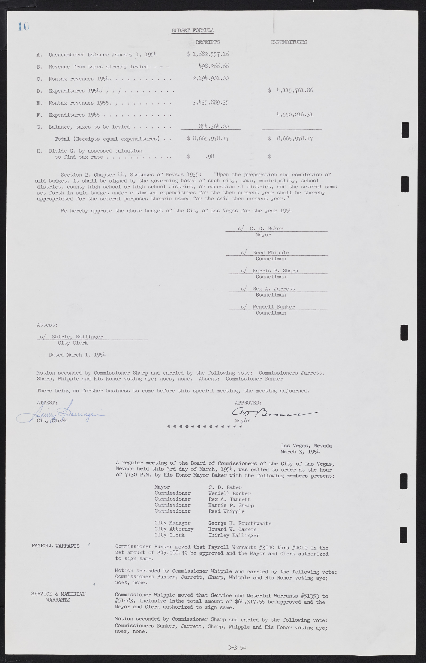 Las Vegas City Commission Minutes, February 17, 1954 to September 21, 1955, lvc000009-14