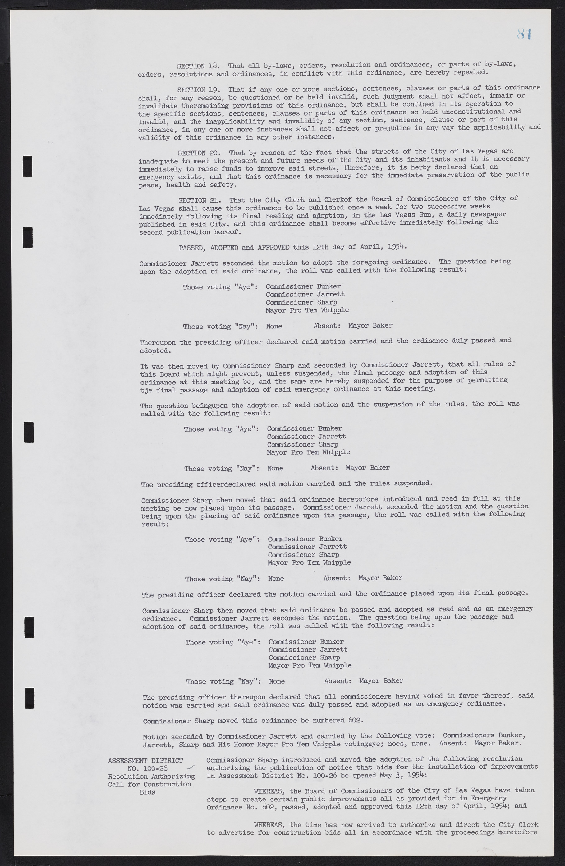 Las Vegas City Commission Minutes, February 17, 1954 to September 21, 1955, lvc000009-85
