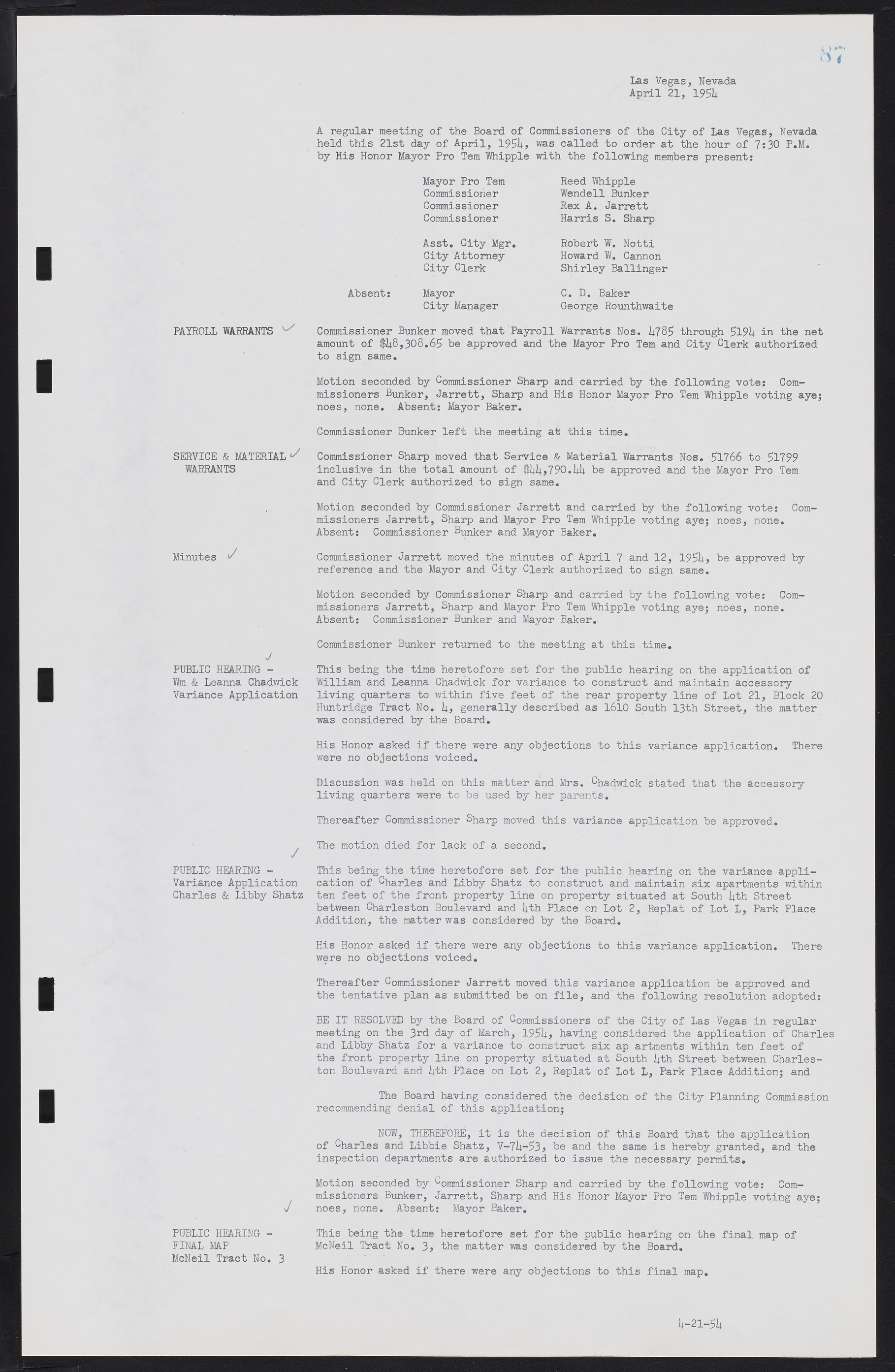 Las Vegas City Commission Minutes, February 17, 1954 to September 21, 1955, lvc000009-91