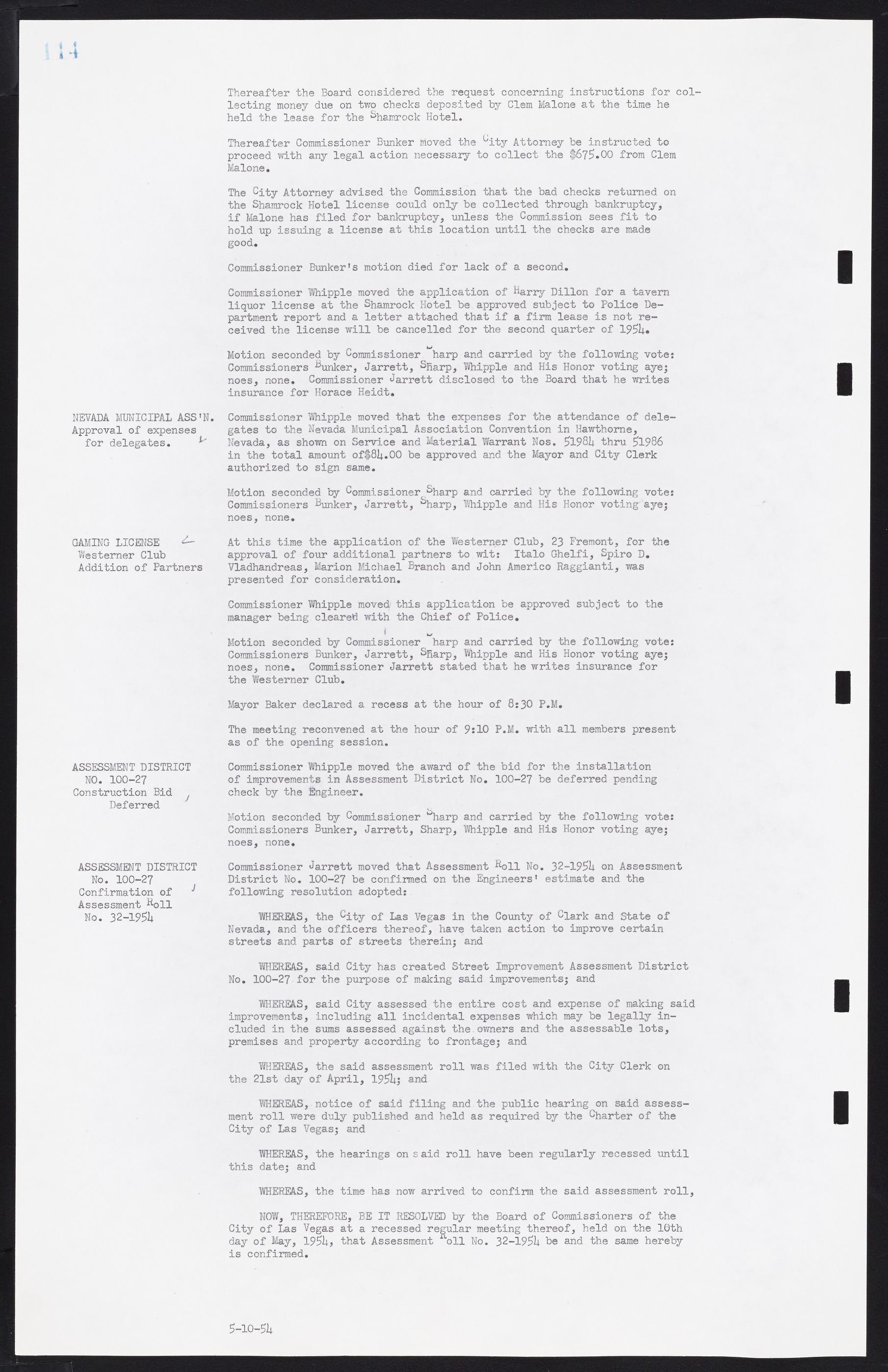 Las Vegas City Commission Minutes, February 17, 1954 to September 21, 1955, lvc000009-118