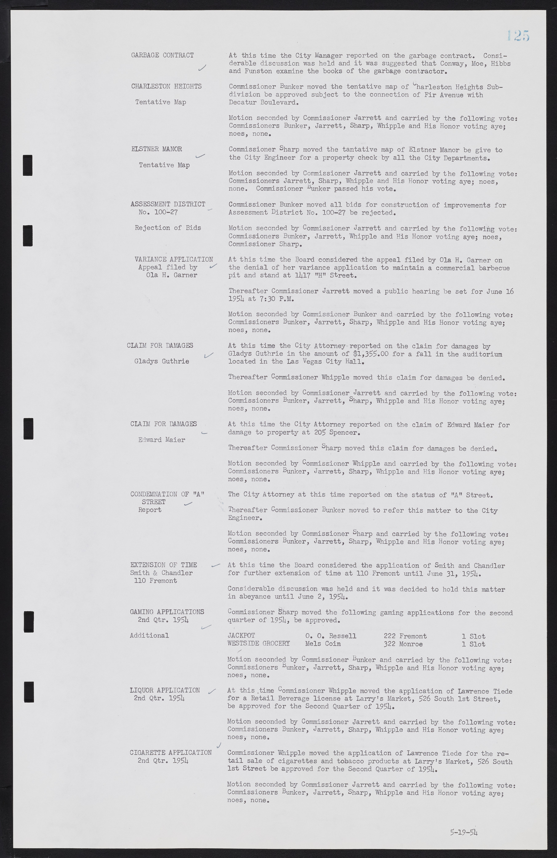 Las Vegas City Commission Minutes, February 17, 1954 to September 21, 1955, lvc000009-129