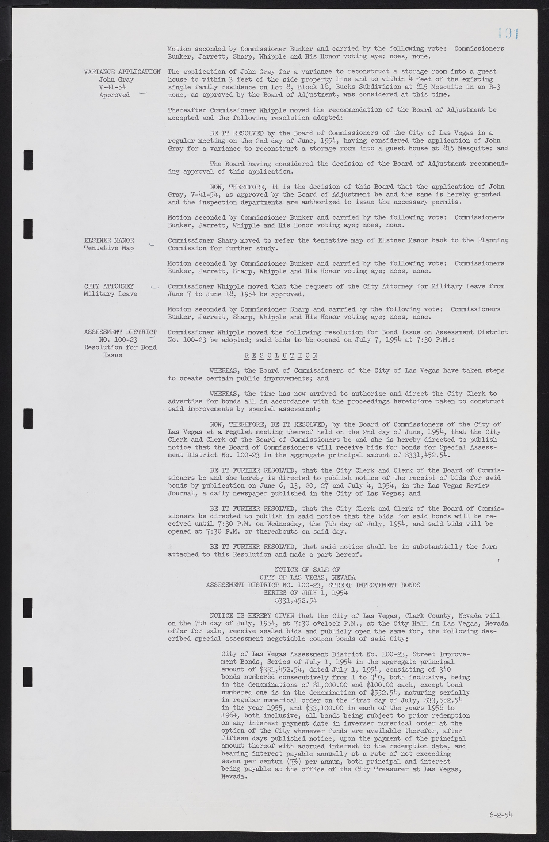 Las Vegas City Commission Minutes, February 17, 1954 to September 21, 1955, lvc000009-197