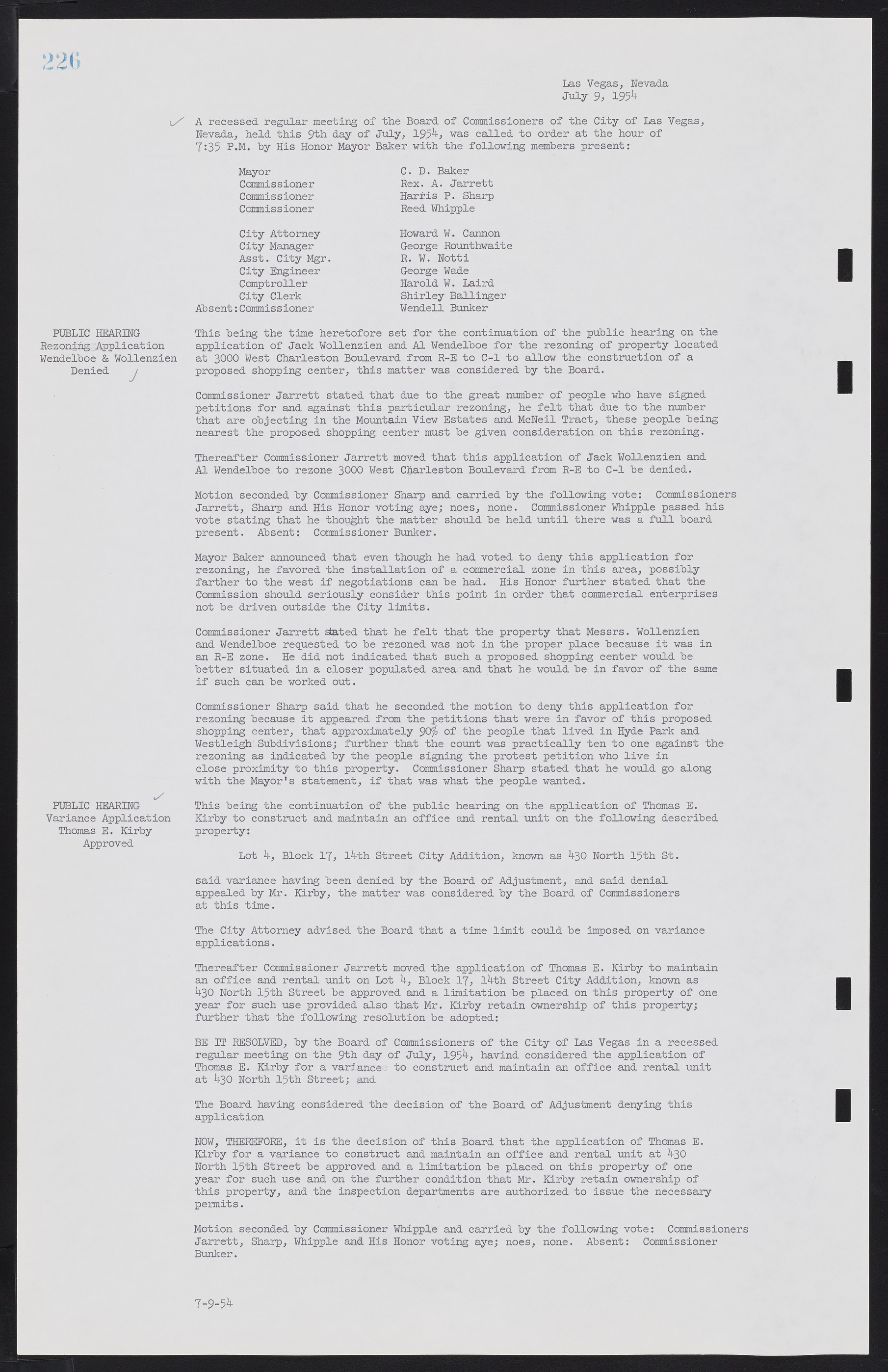 Las Vegas City Commission Minutes, February 17, 1954 to September 21, 1955, lvc000009-232