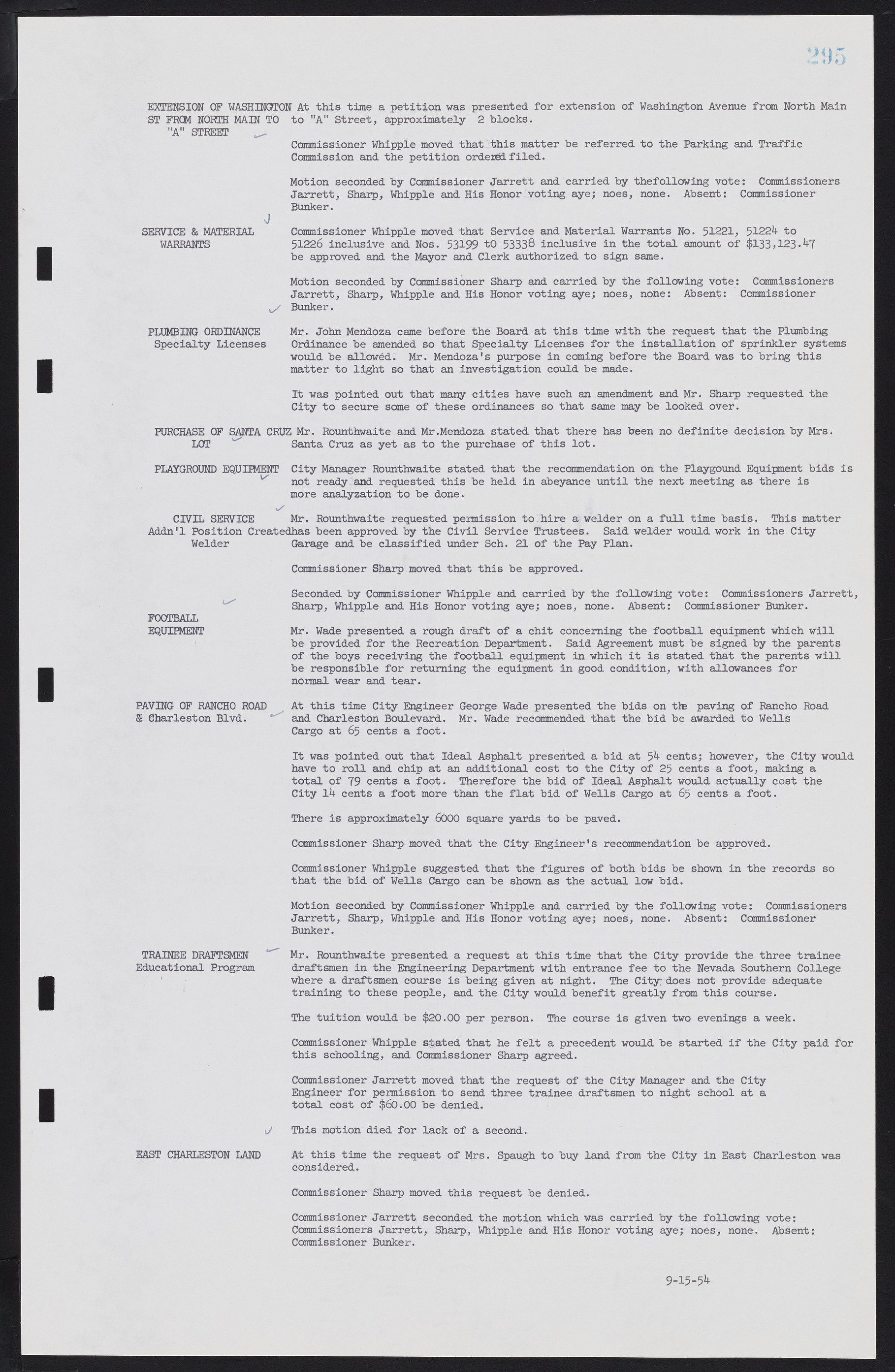 Las Vegas City Commission Minutes, February 17, 1954 to September 21, 1955, lvc000009-301