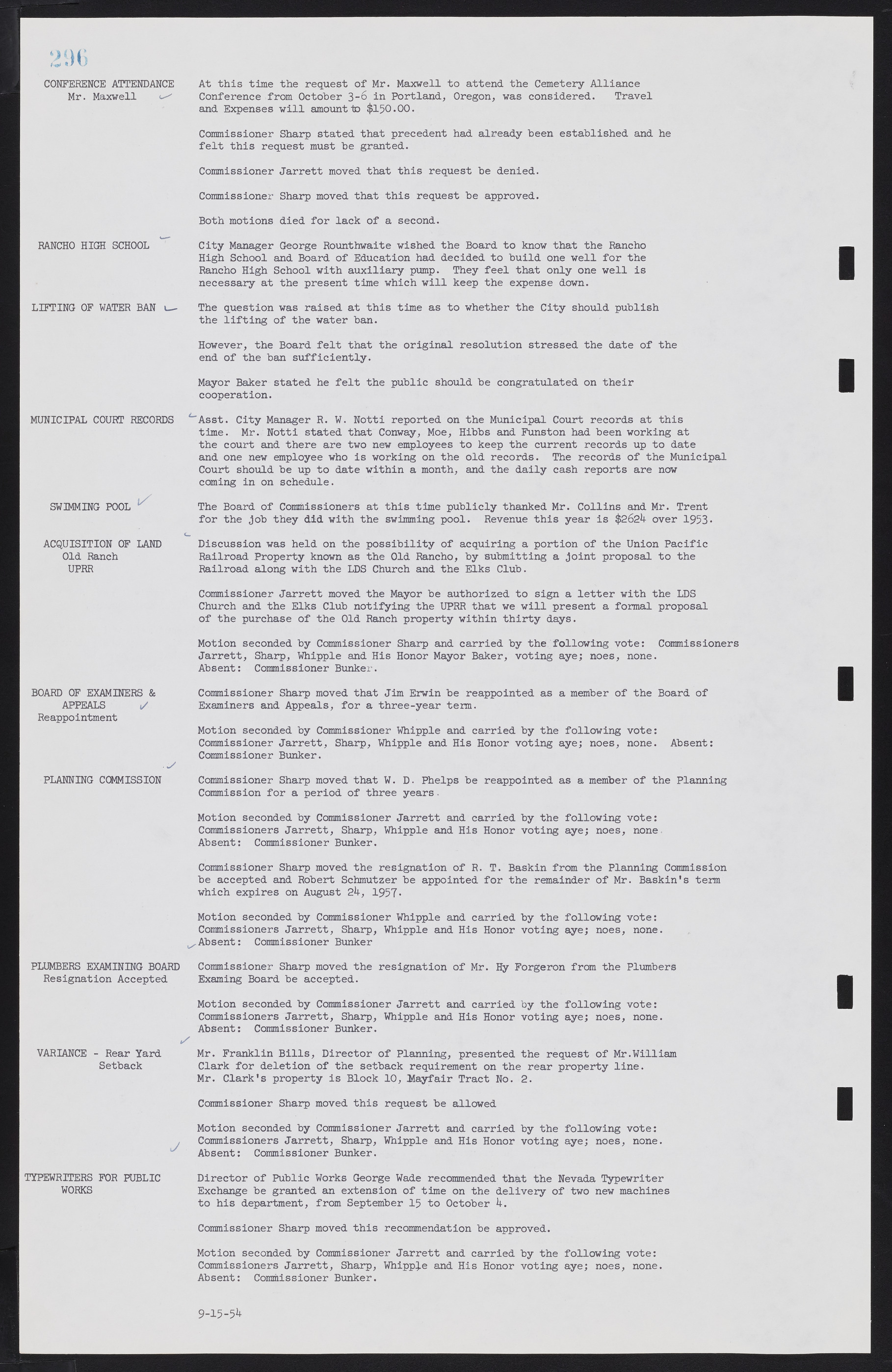 Las Vegas City Commission Minutes, February 17, 1954 to September 21, 1955, lvc000009-302