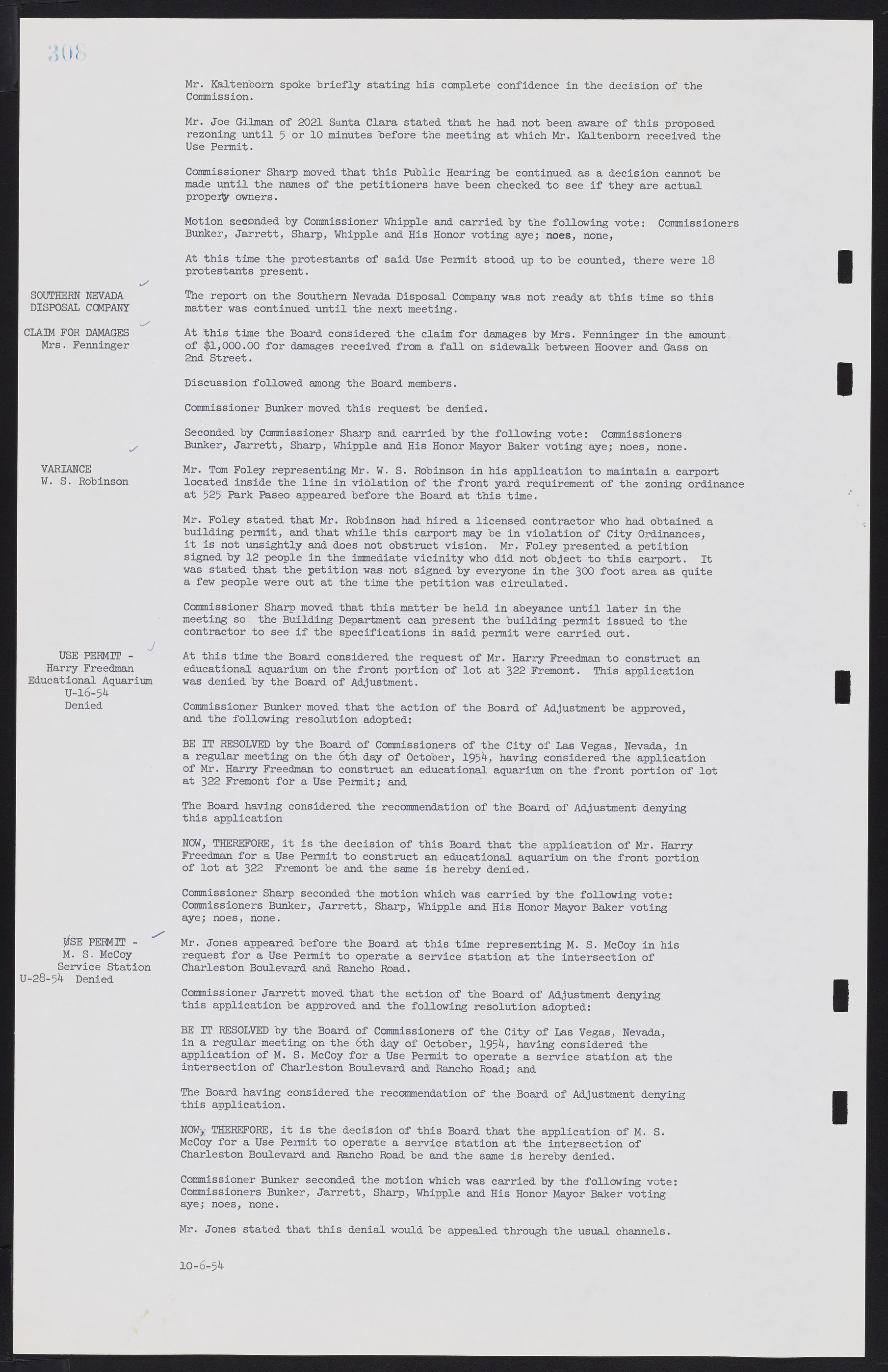 Las Vegas City Commission Minutes, February 17, 1954 to September 21, 1955, lvc000009-314