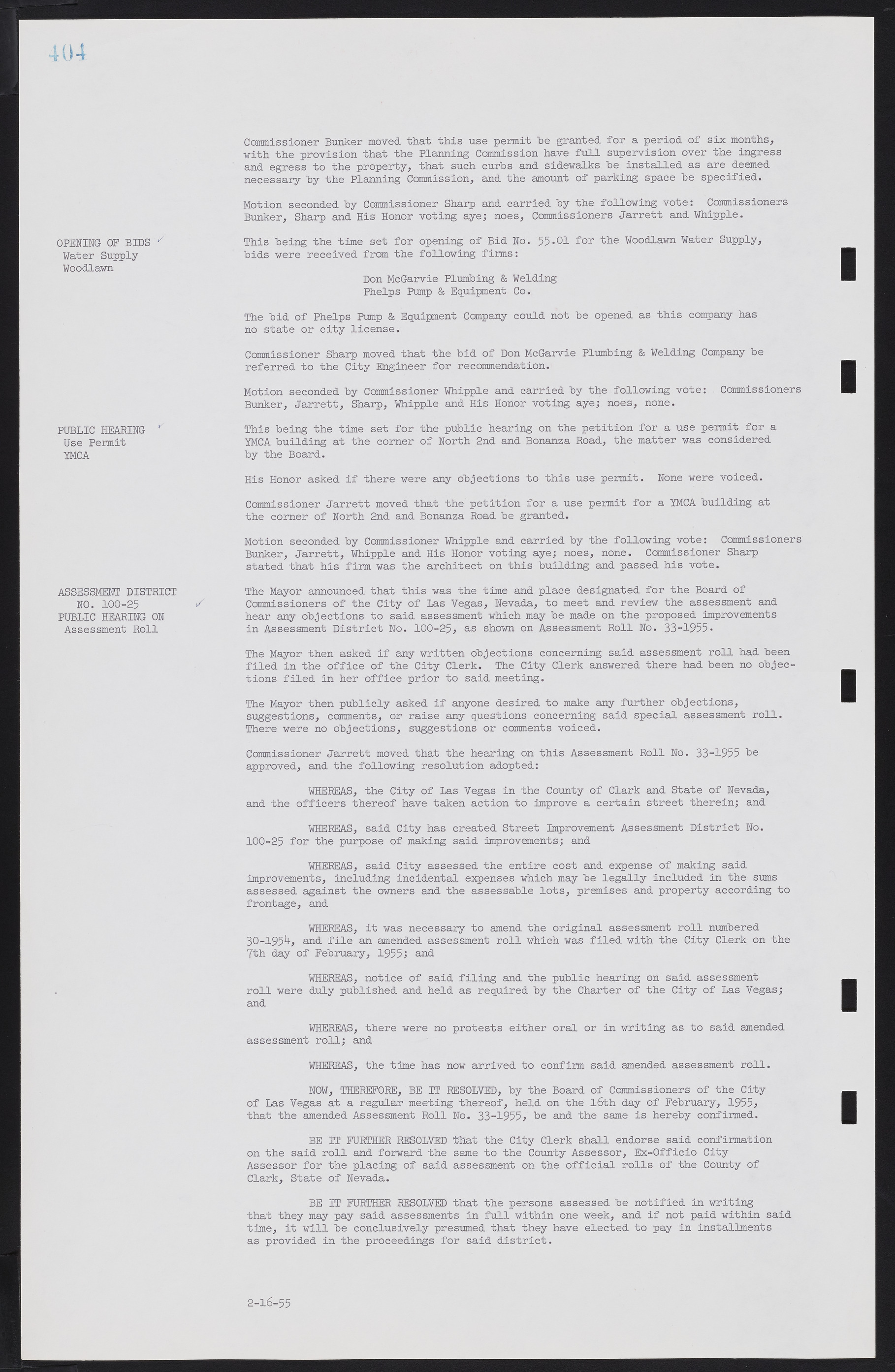 Las Vegas City Commission Minutes, February 17, 1954 to September 21, 1955, lvc000009-410