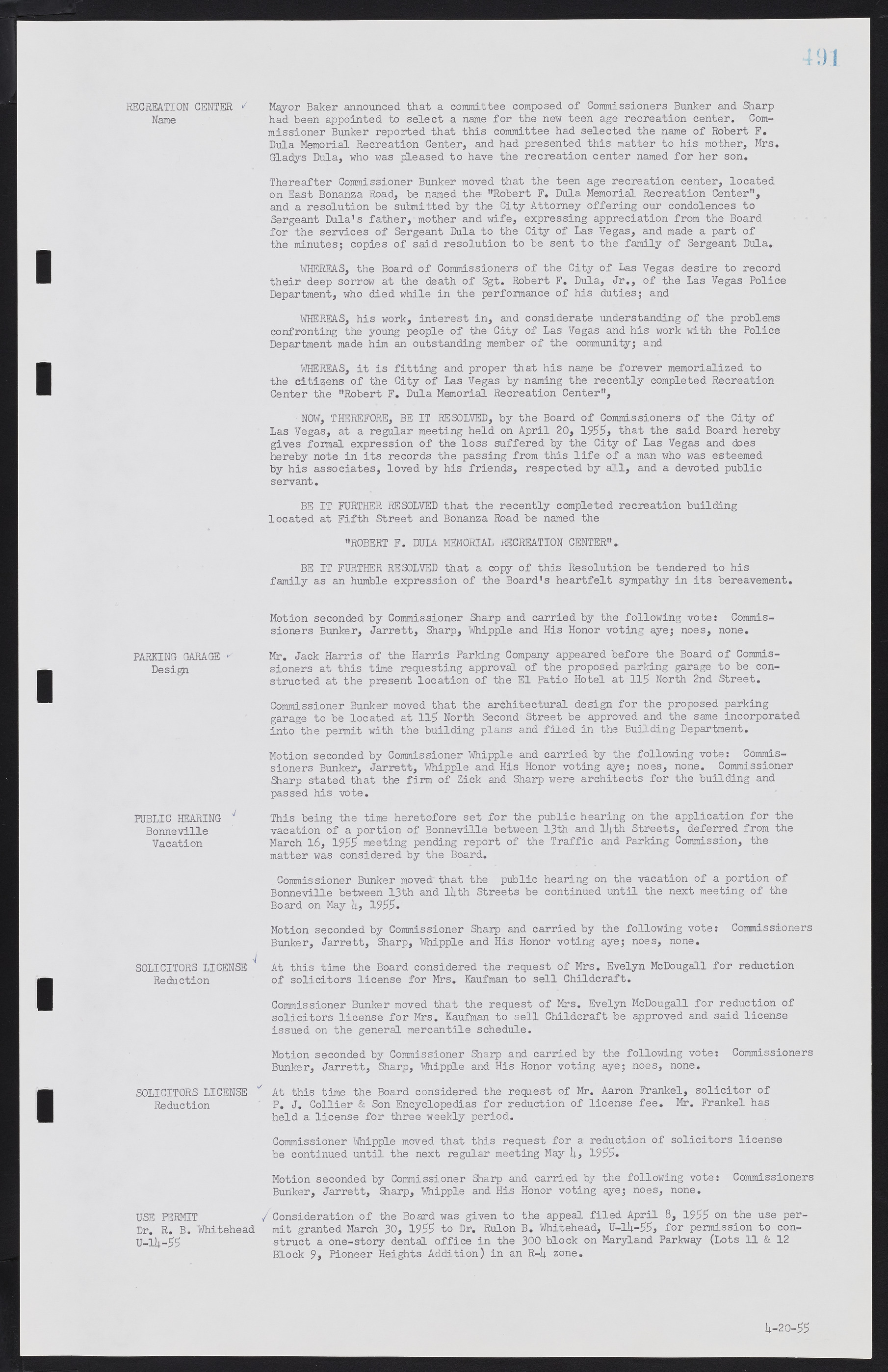 Las Vegas City Commission Minutes, February 17, 1954 to September 21, 1955, lvc000009-497