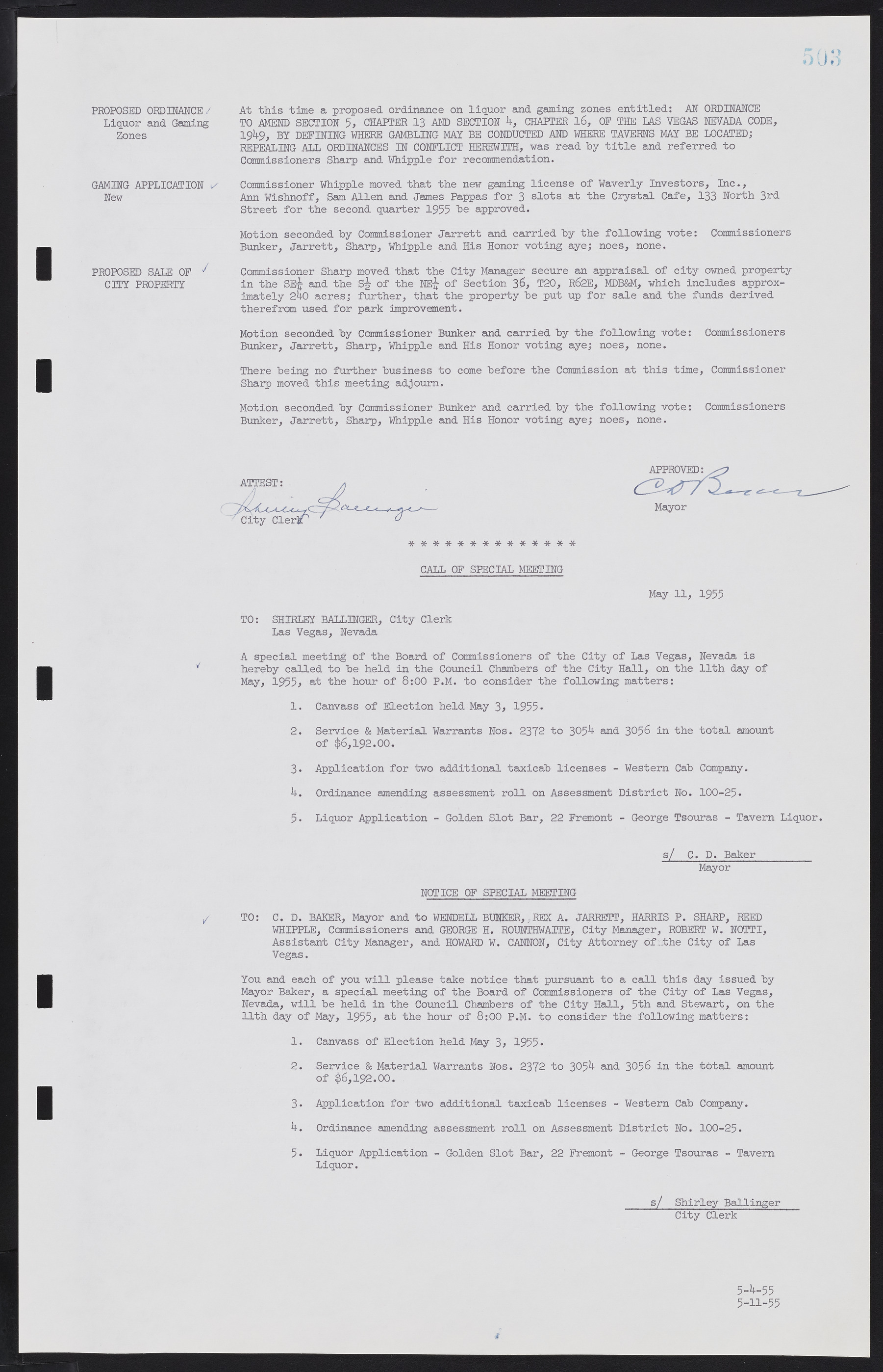 Las Vegas City Commission Minutes, February 17, 1954 to September 21, 1955, lvc000009-509