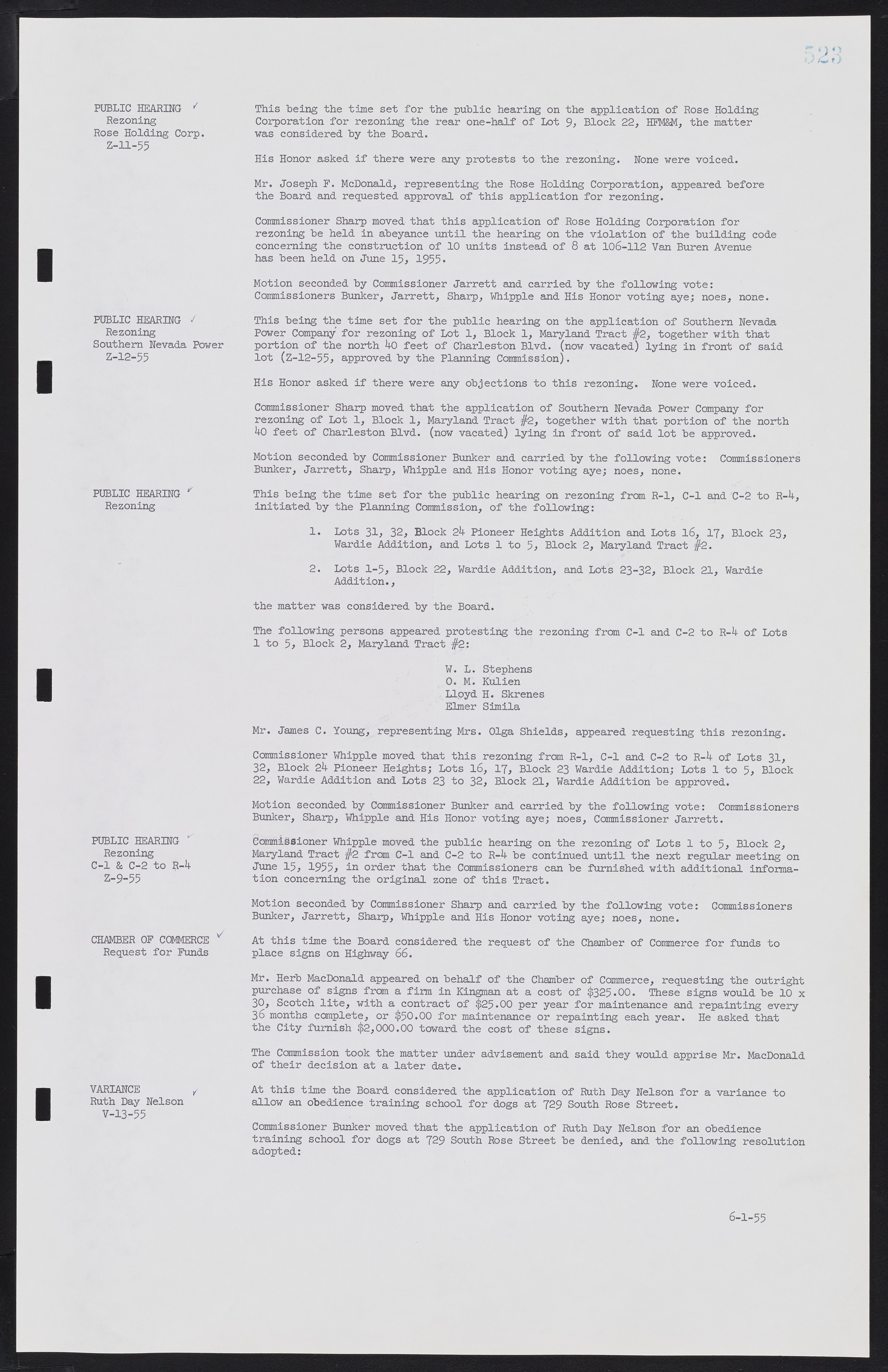 Las Vegas City Commission Minutes, February 17, 1954 to September 21, 1955, lvc000009-529