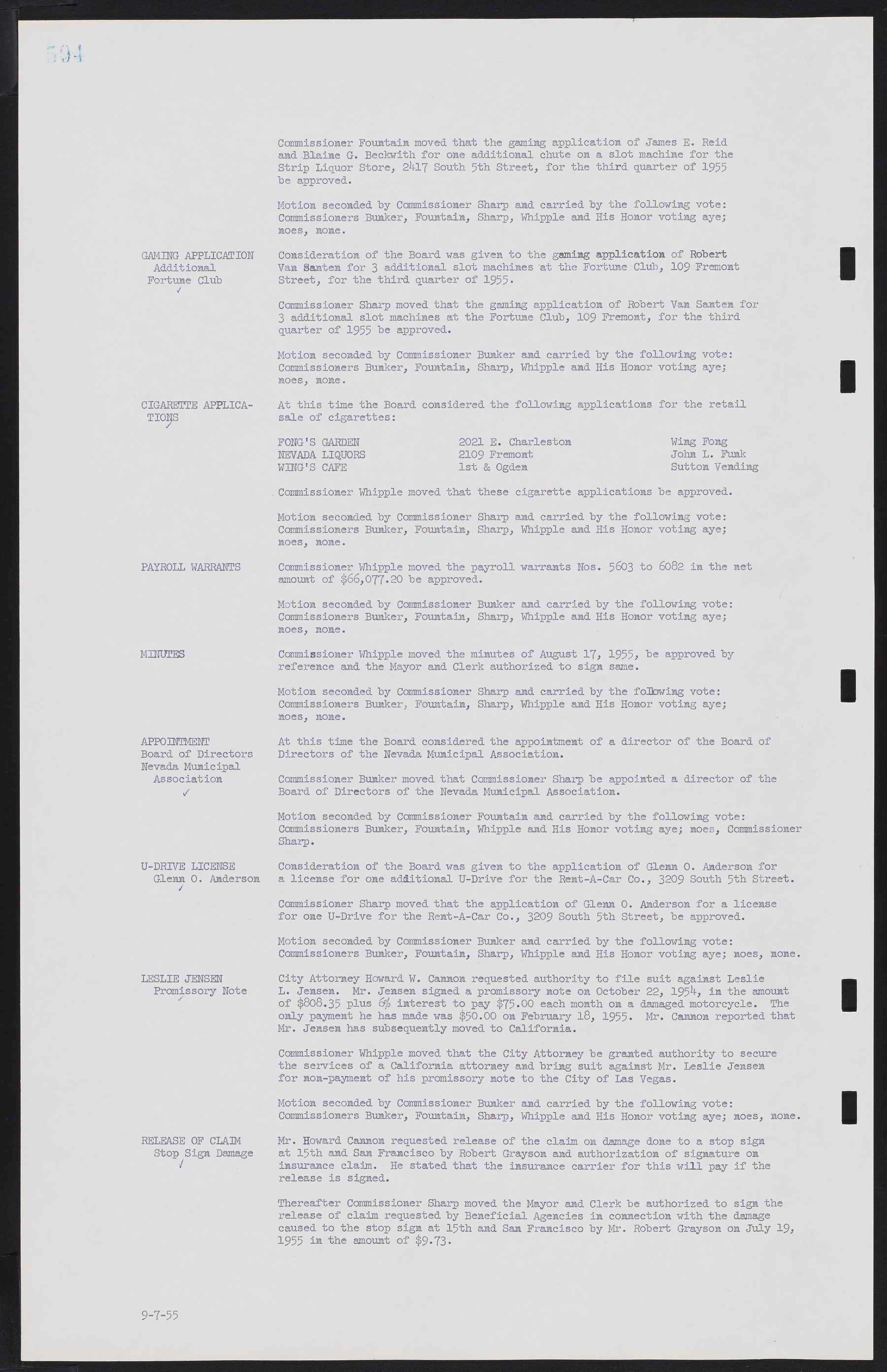 Las Vegas City Commission Minutes, February 17, 1954 to September 21, 1955, lvc000009-600