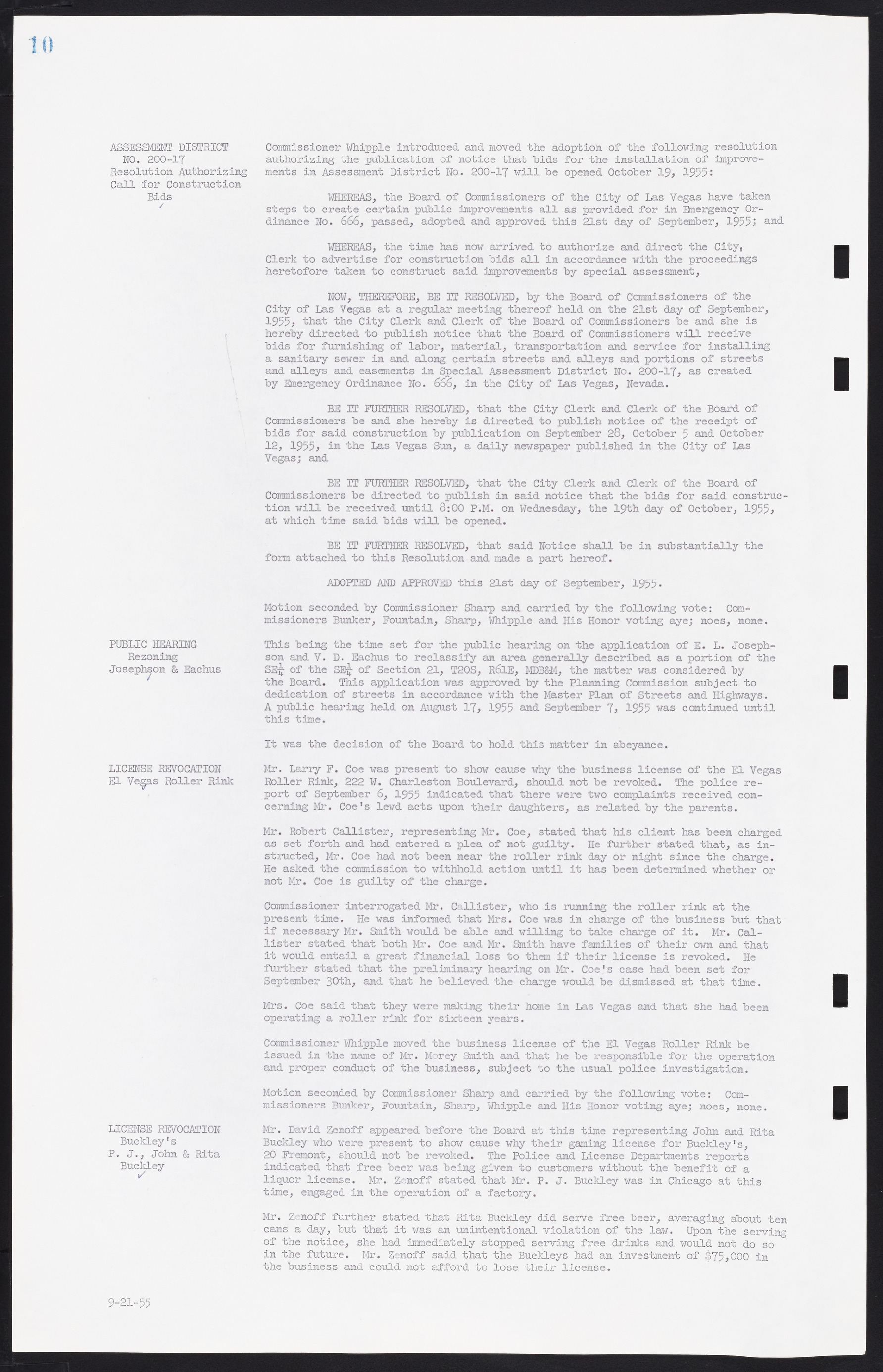 Las Vegas City Commission Minutes, September 21, 1955 to November 20, 1957, lvc000010-16
