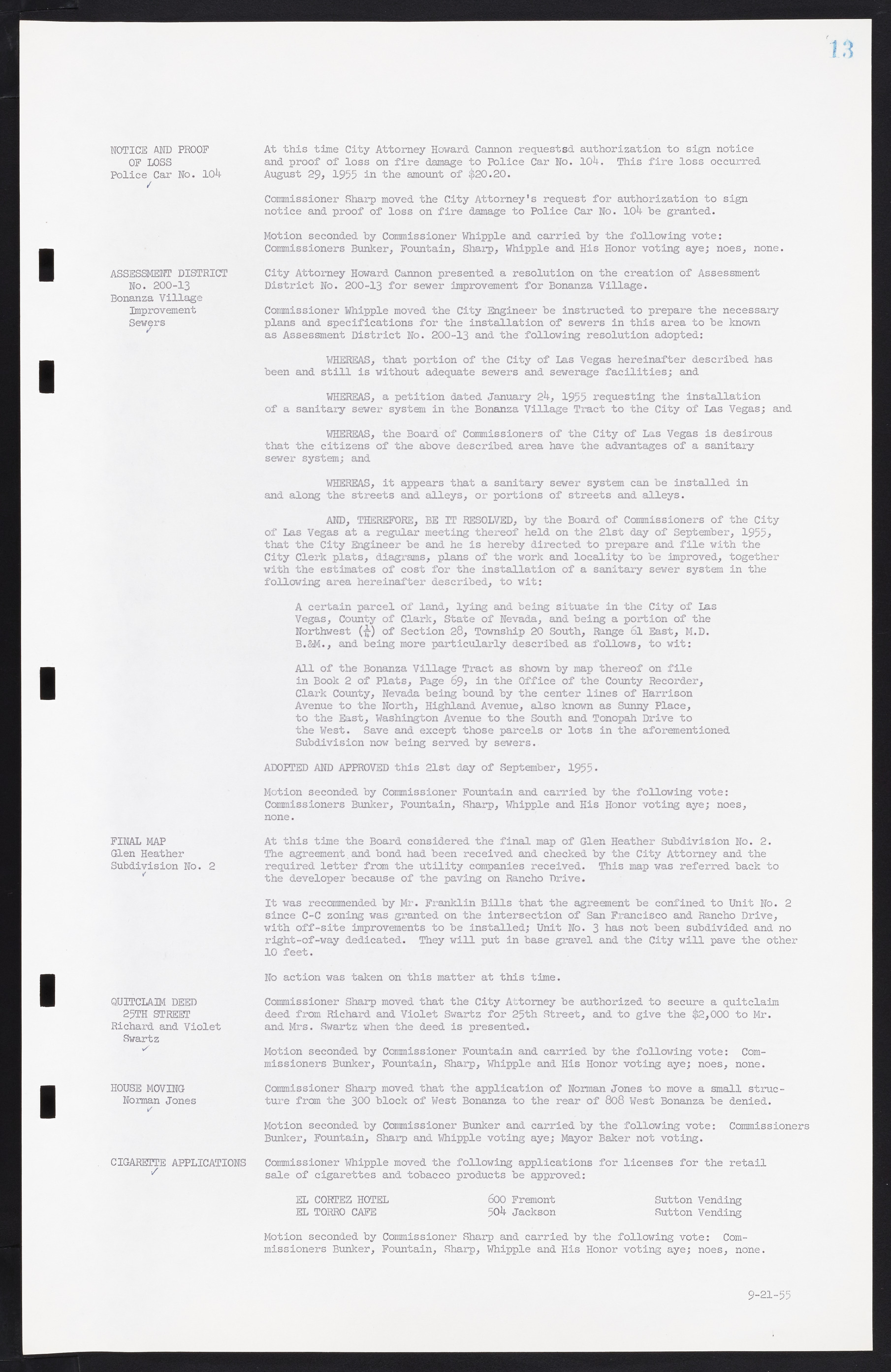 Las Vegas City Commission Minutes, September 21, 1955 to November 20, 1957, lvc000010-19