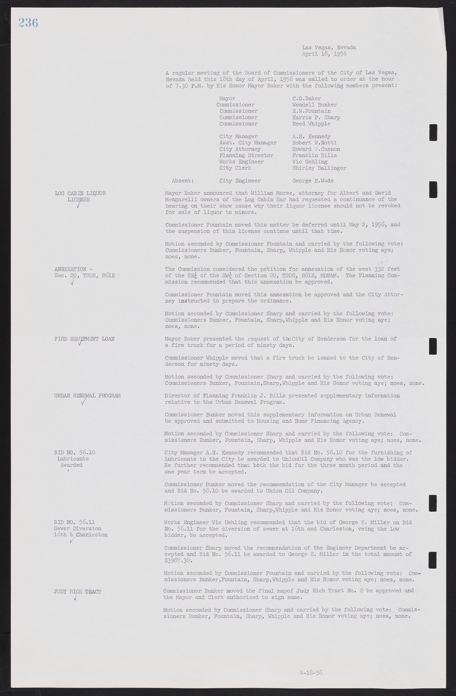 Las Vegas City Commission Minutes, September 21, 1955 to November 20, 1957, lvc000010-254