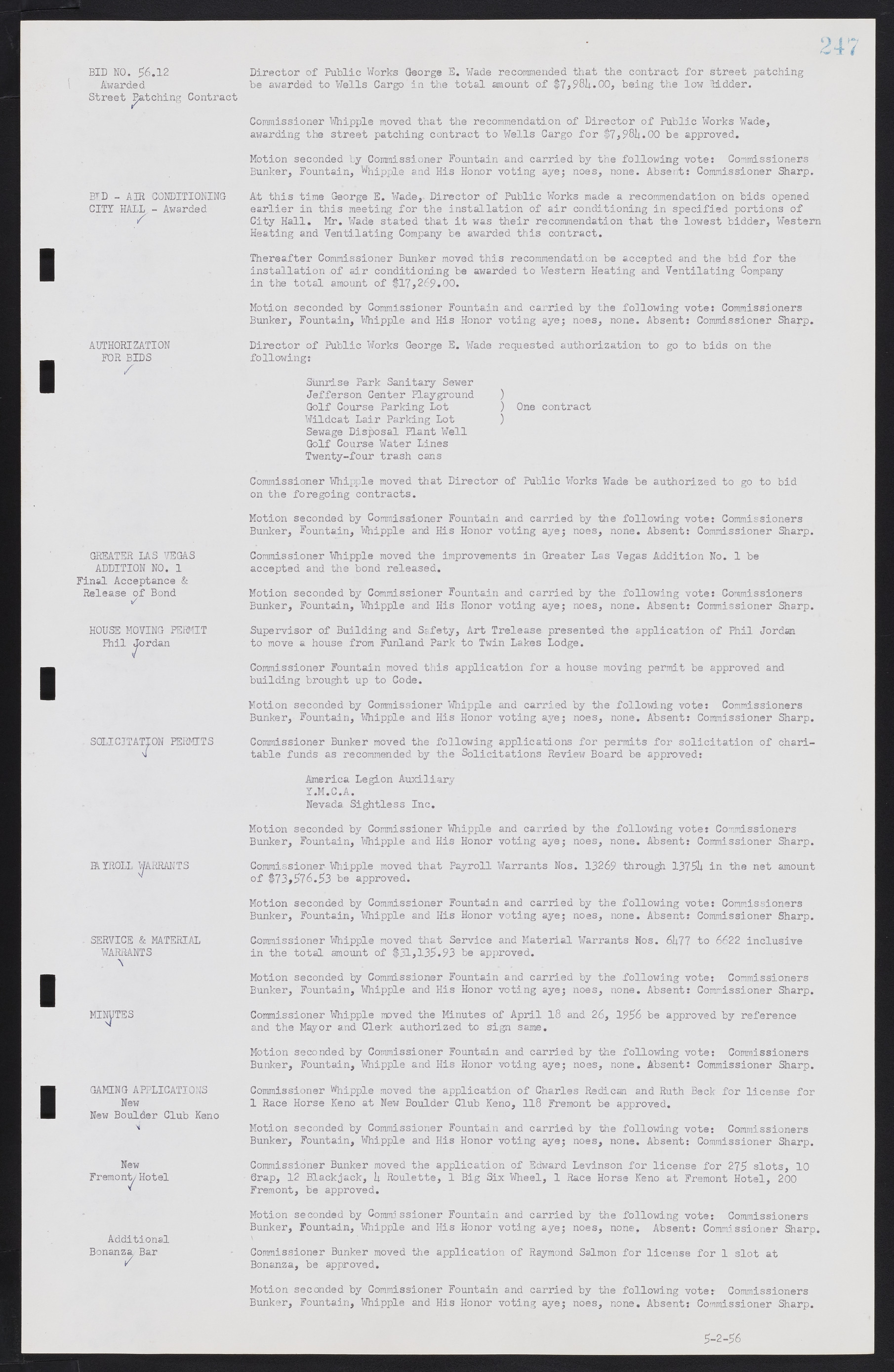 Las Vegas City Commission Minutes, September 21, 1955 to November 20, 1957, lvc000010-267