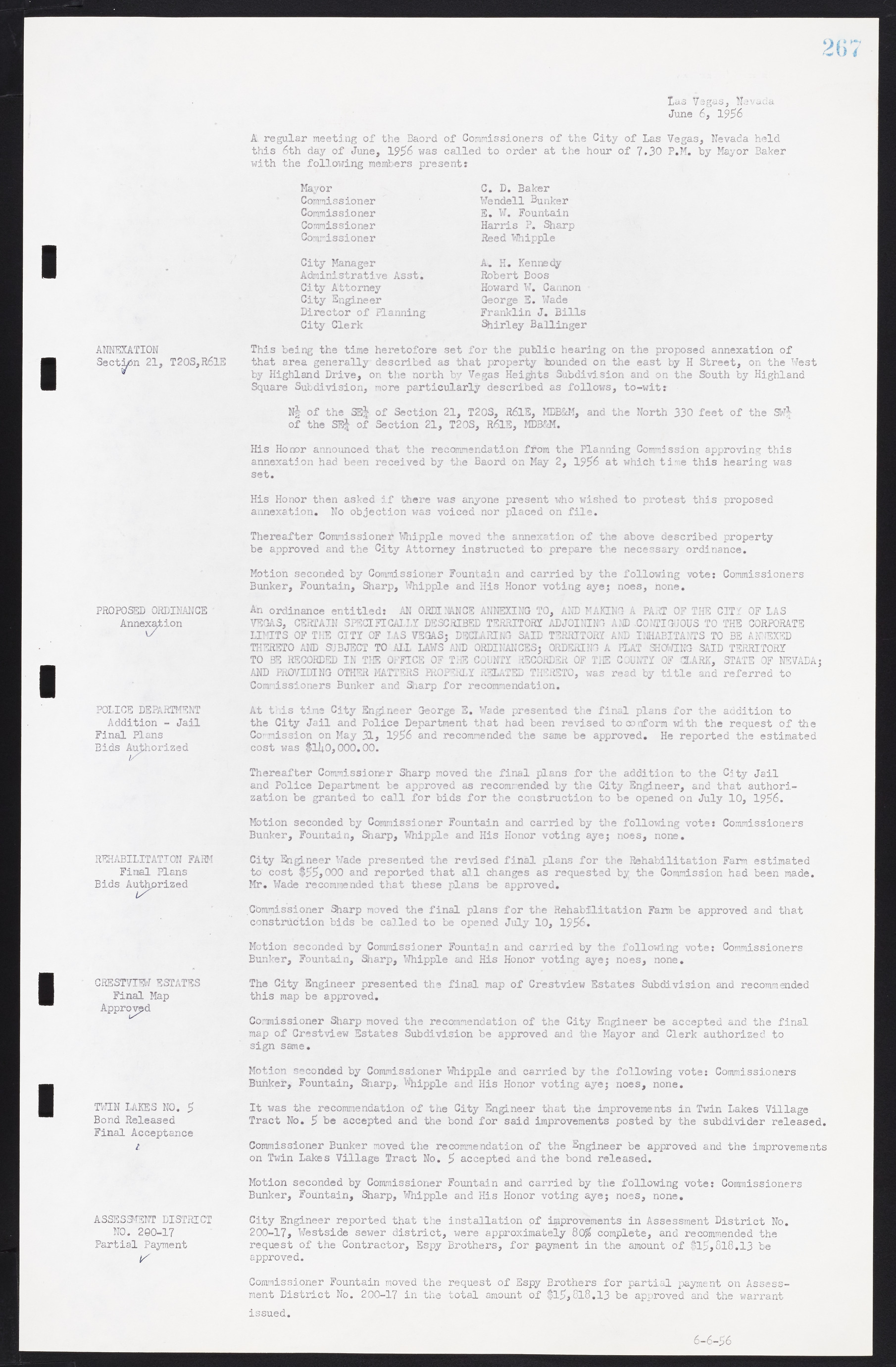 Las Vegas City Commission Minutes, September 21, 1955 to November 20, 1957, lvc000010-287