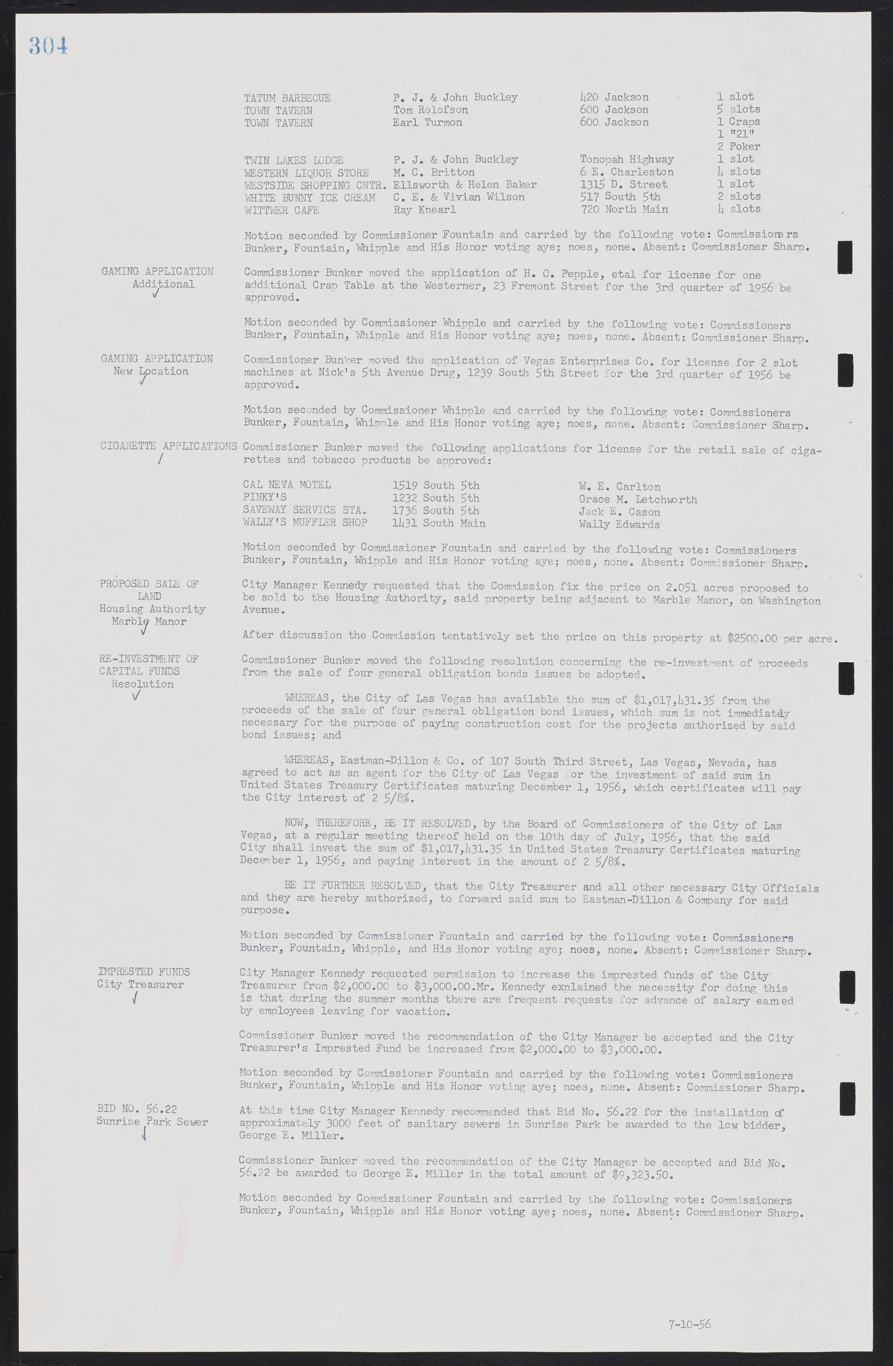 Las Vegas City Commission Minutes, September 21, 1955 to November 20, 1957, lvc000010-324