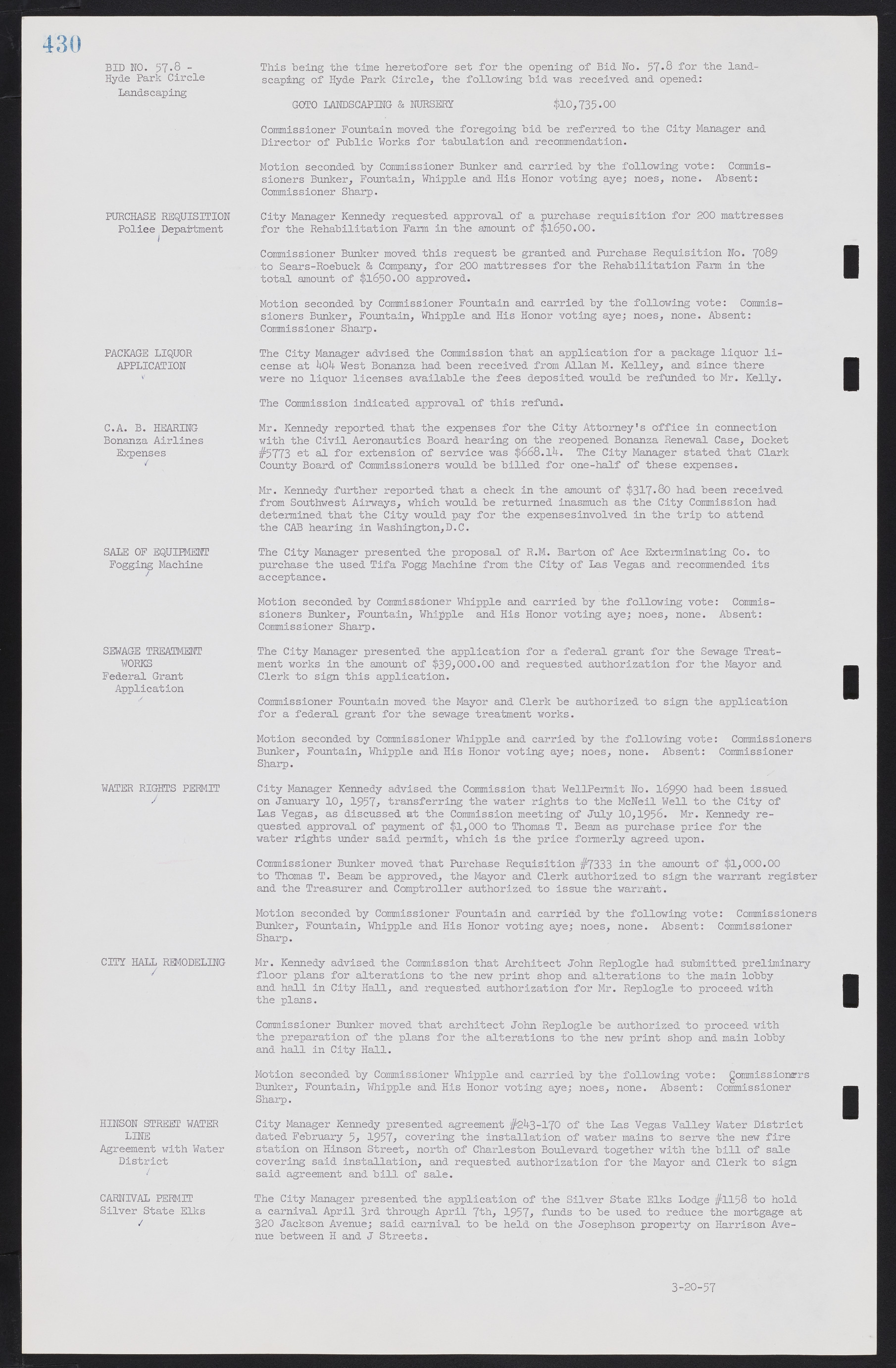 Las Vegas City Commission Minutes, September 21, 1955 to November 20, 1957, lvc000010-450