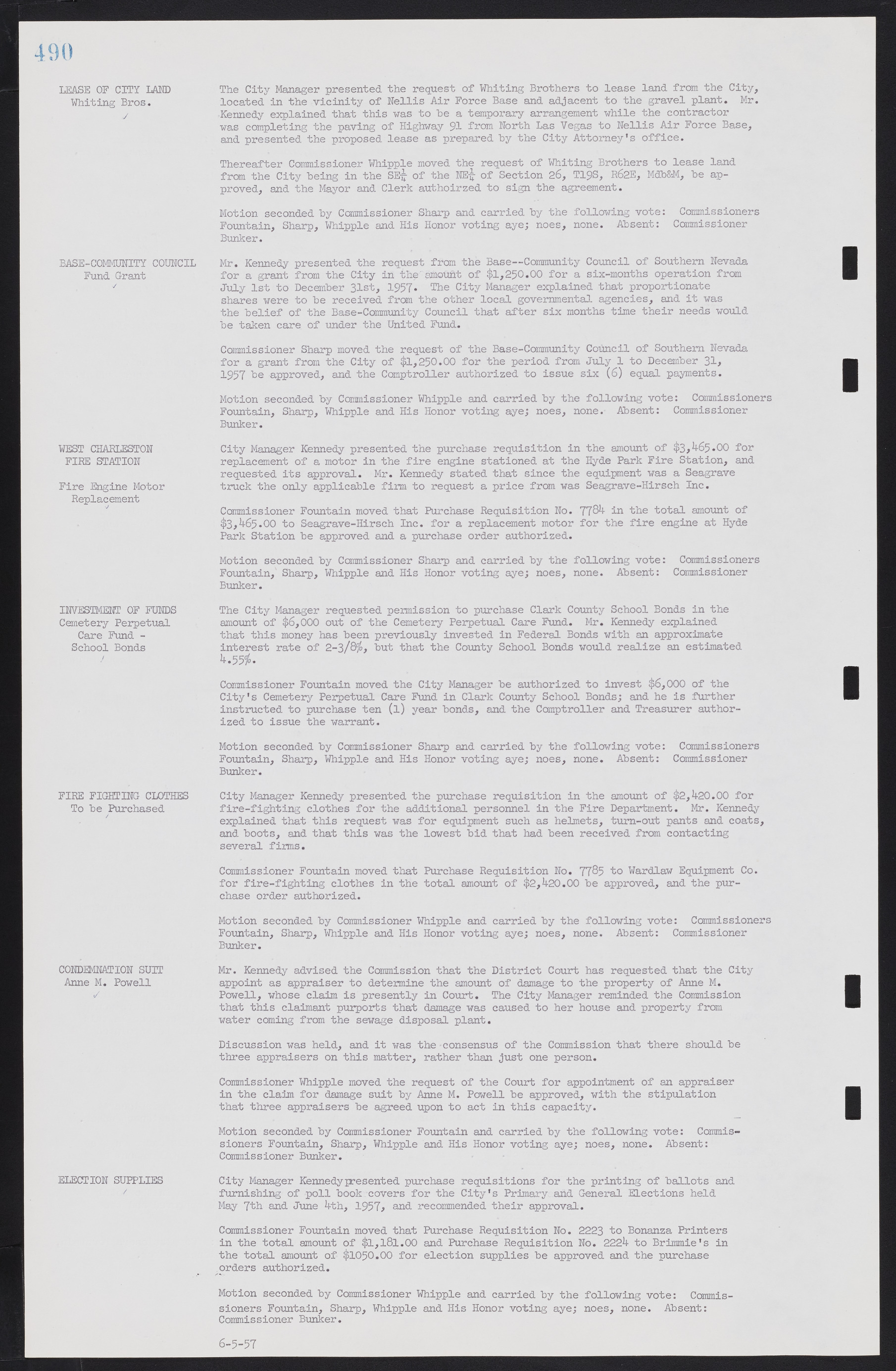 Las Vegas City Commission Minutes, September 21, 1955 to November 20, 1957, lvc000010-510