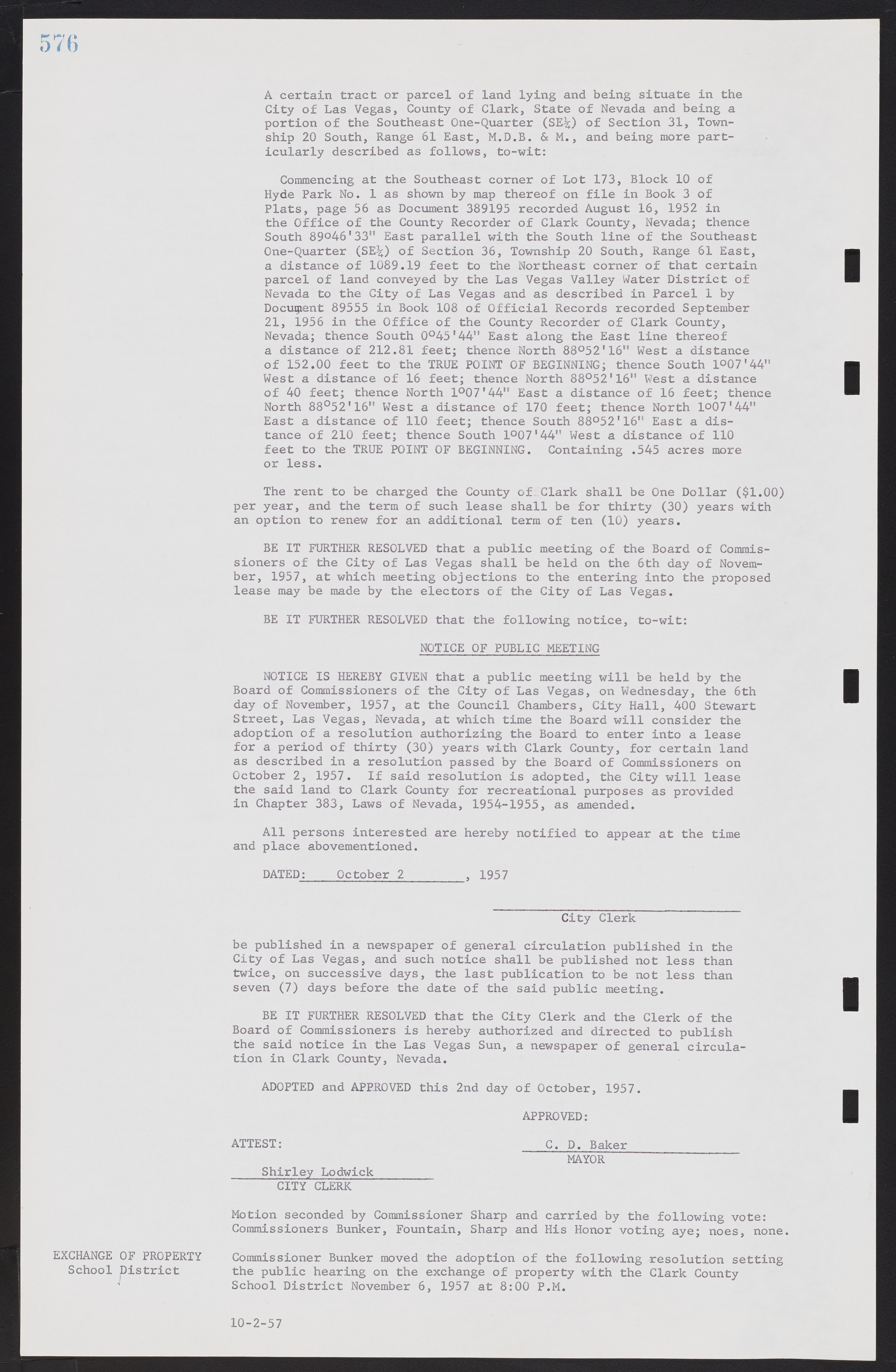 Las Vegas City Commission Minutes, September 21, 1955 to November 20, 1957, lvc000010-596