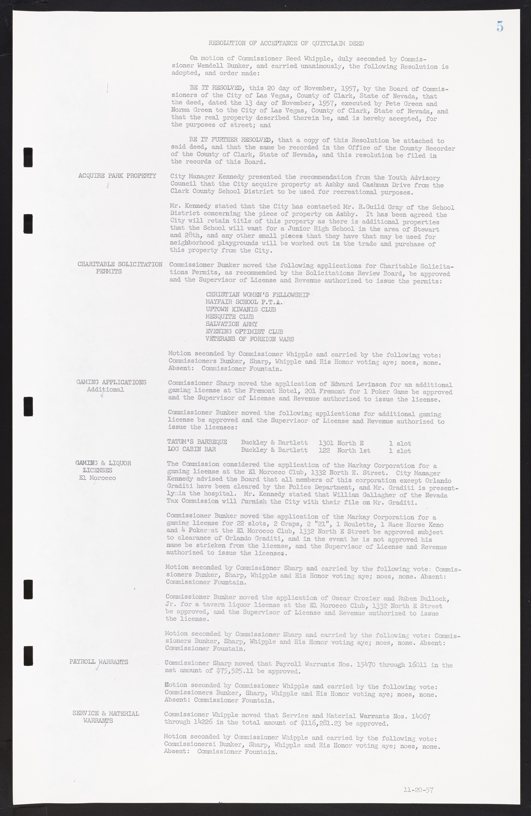 Las Vegas City Commission Minutes, November 20, 1957 to December 2, 1959, lvc000011-9
