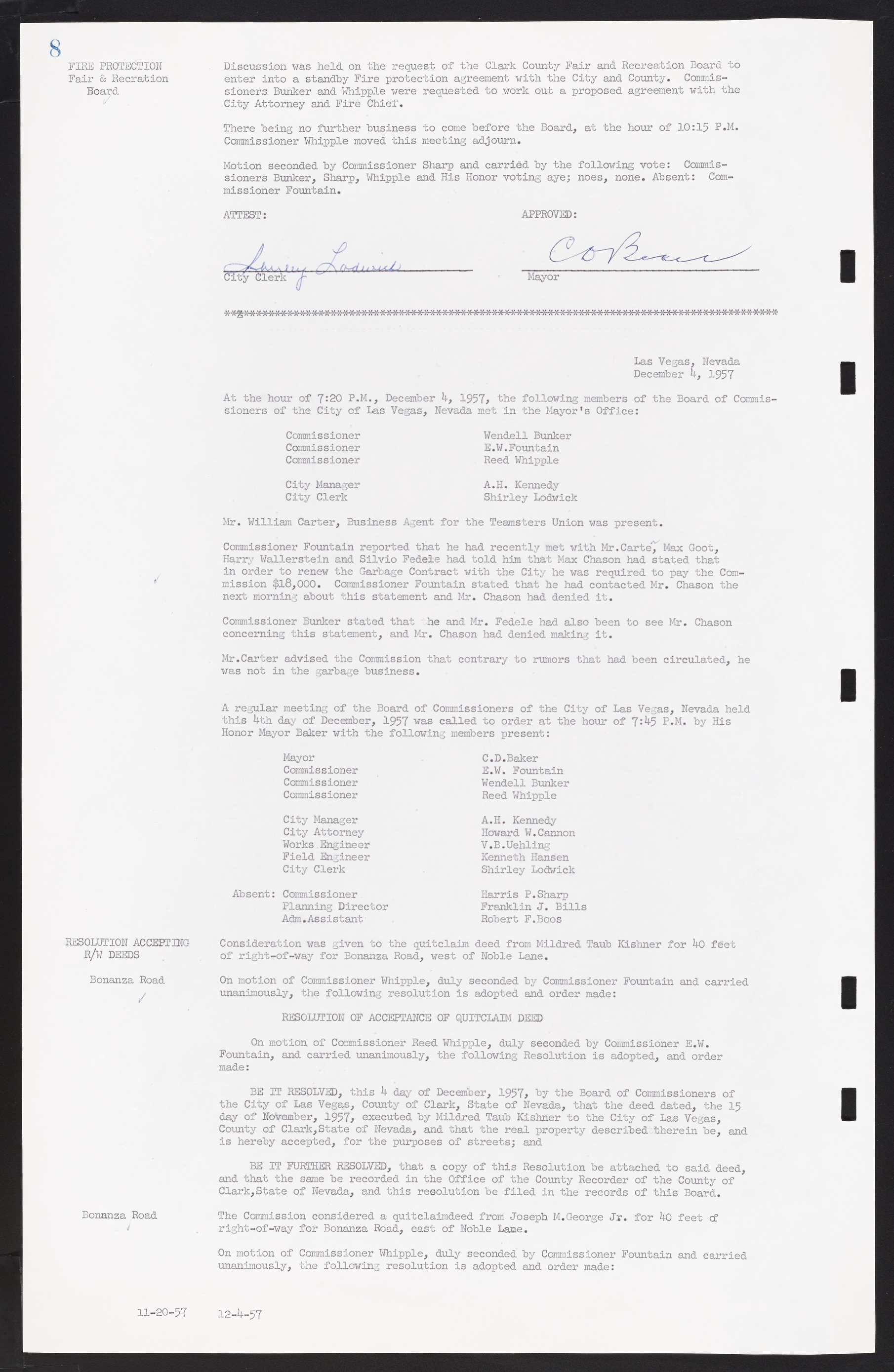 Las Vegas City Commission Minutes, November 20, 1957 to December 2, 1959, lvc000011-12