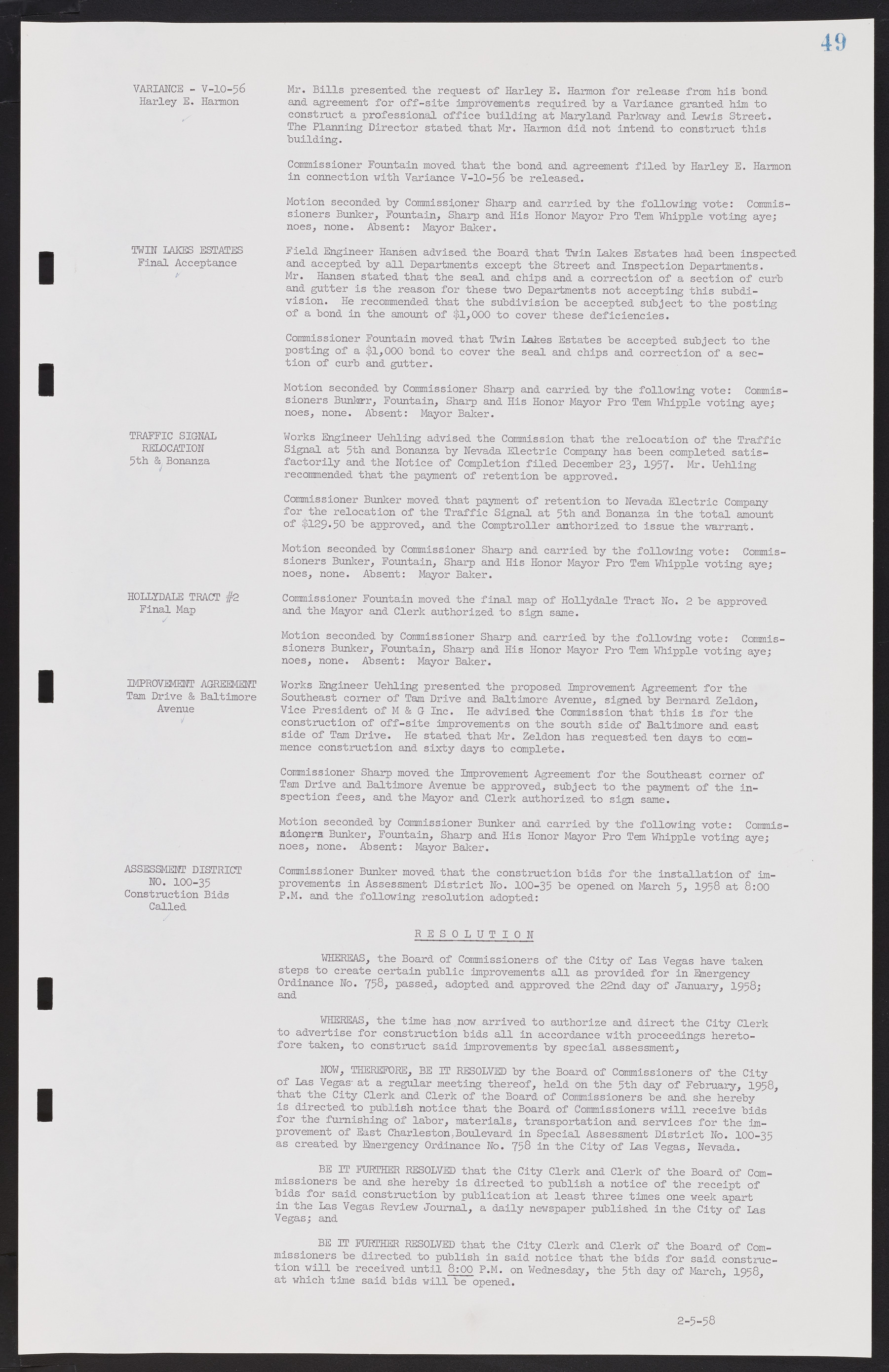 Las Vegas City Commission Minutes, November 20, 1957 to December 2, 1959, lvc000011-53