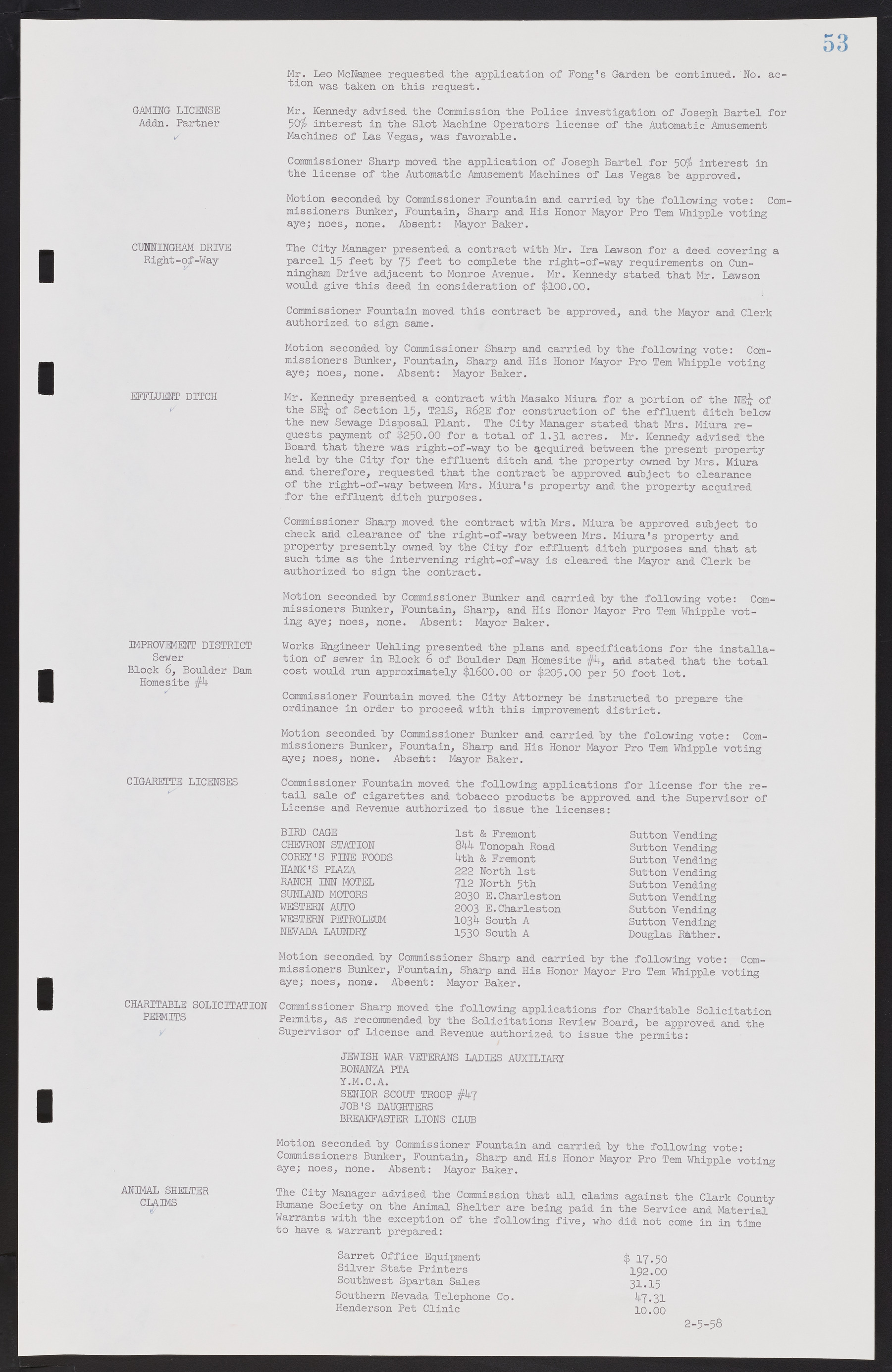 Las Vegas City Commission Minutes, November 20, 1957 to December 2, 1959, lvc000011-57