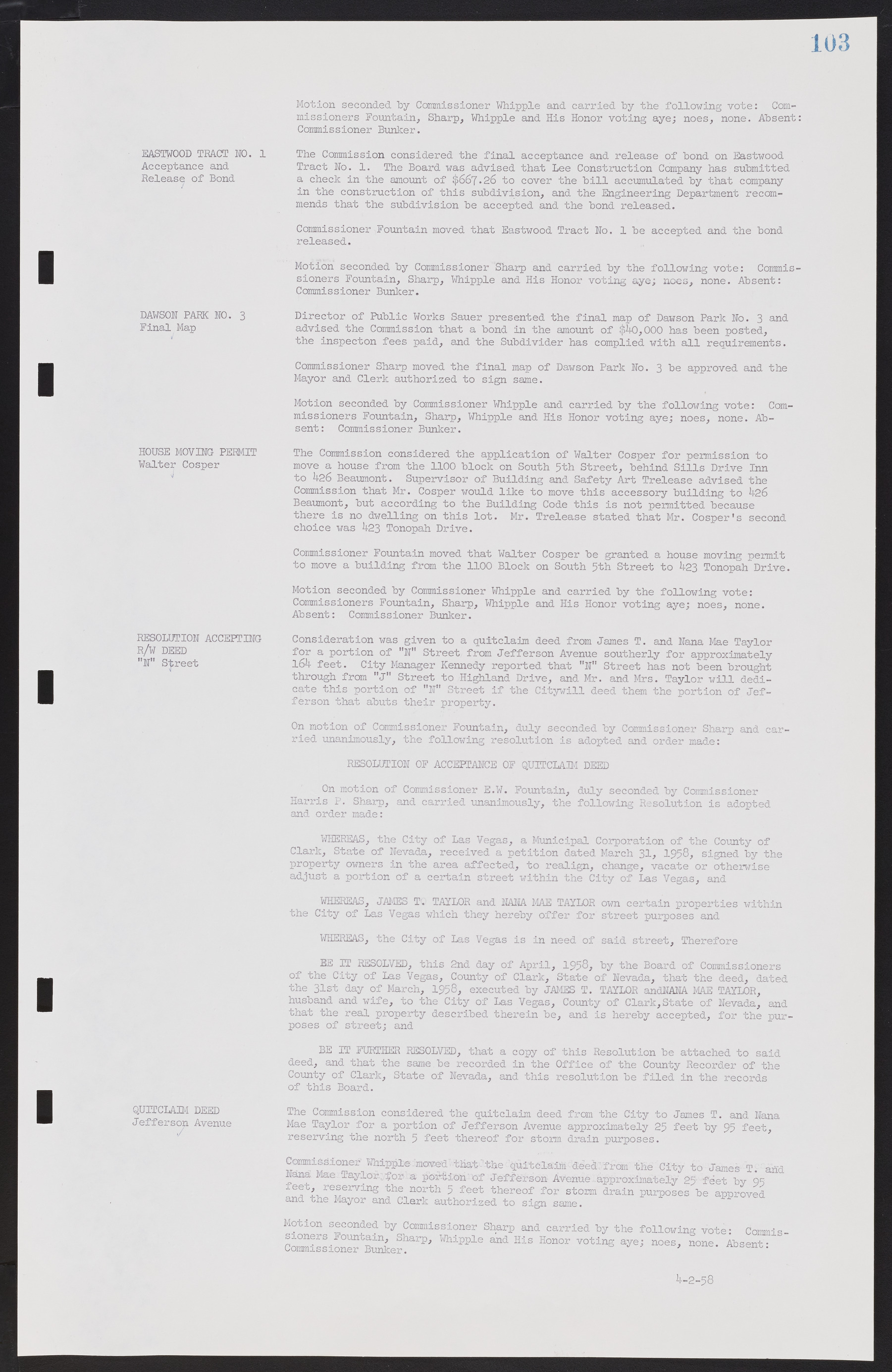 Las Vegas City Commission Minutes, November 20, 1957 to December 2, 1959, lvc000011-107