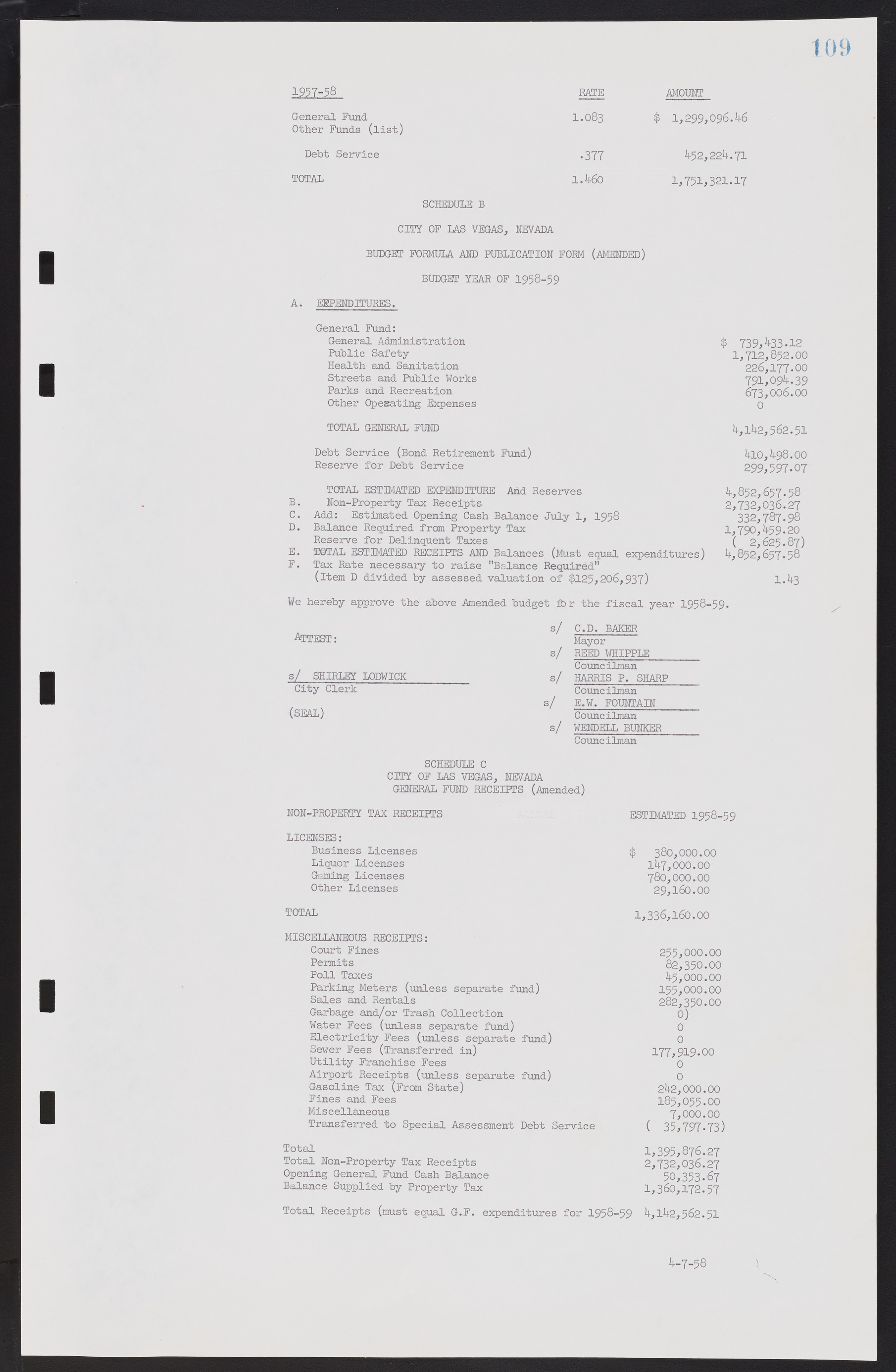 Las Vegas City Commission Minutes, November 20, 1957 to December 2, 1959, lvc000011-113