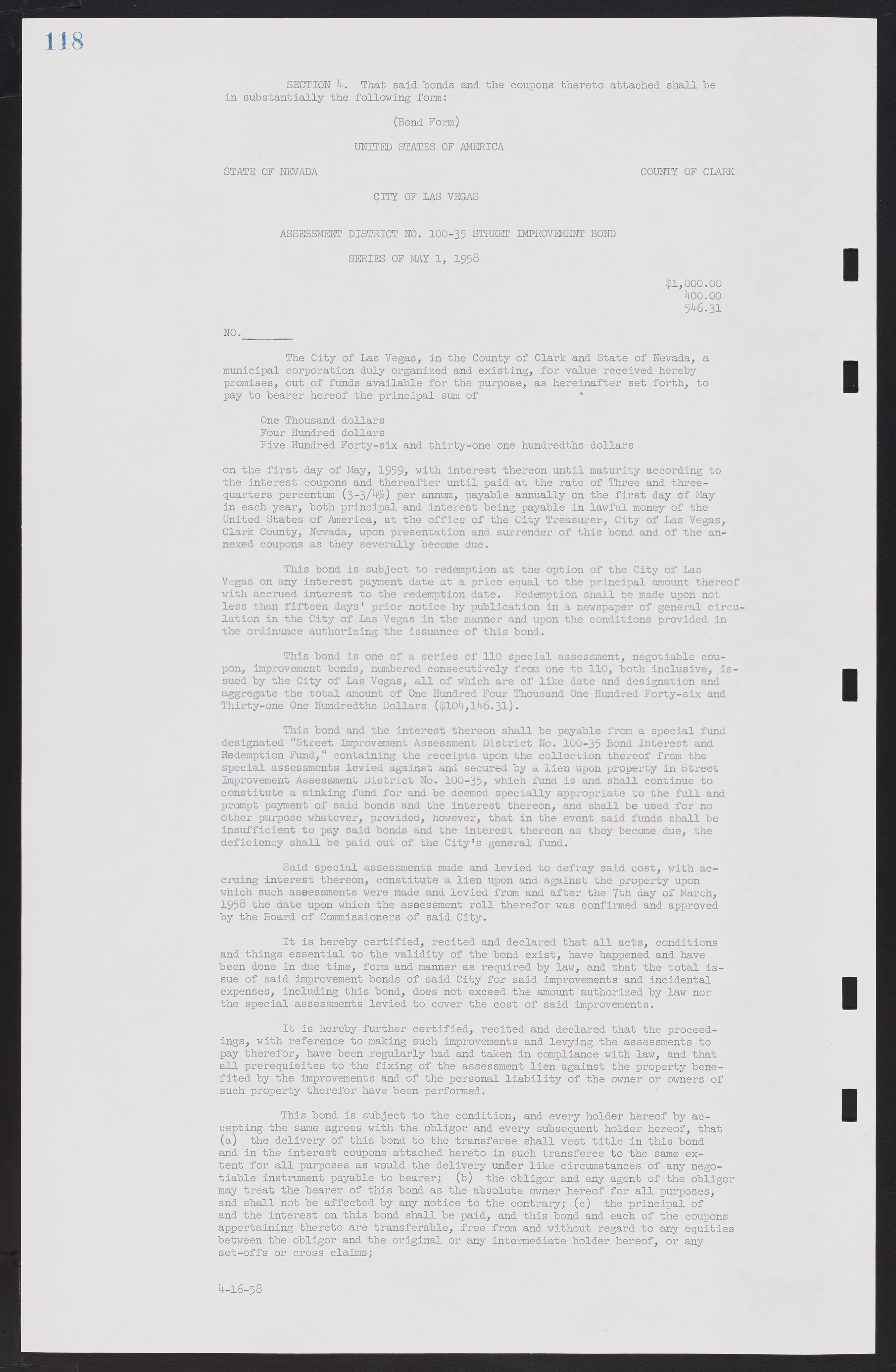 Las Vegas City Commission Minutes, November 20, 1957 to December 2, 1959, lvc000011-122