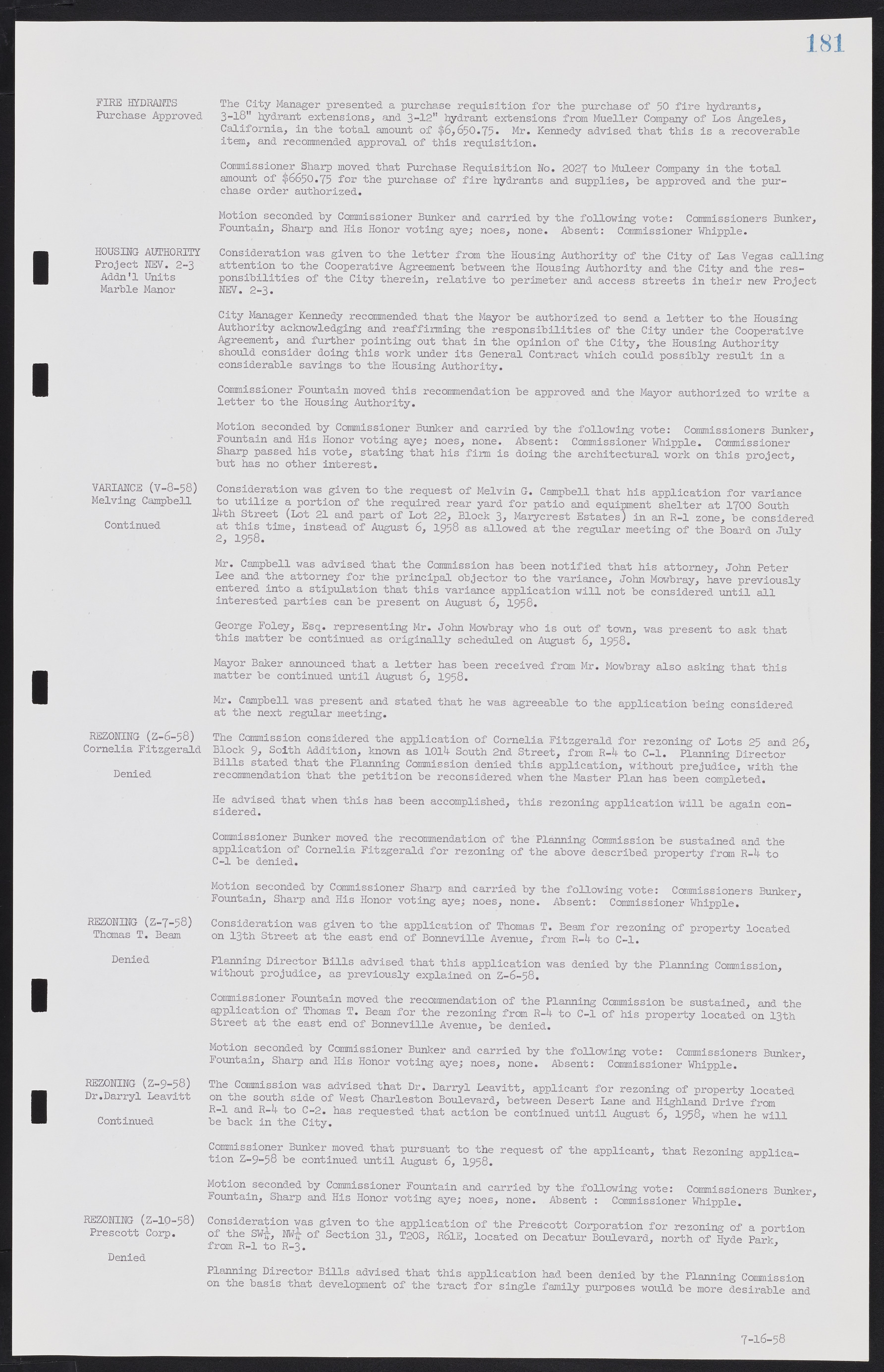 Las Vegas City Commission Minutes, November 20, 1957 to December 2, 1959, lvc000011-185